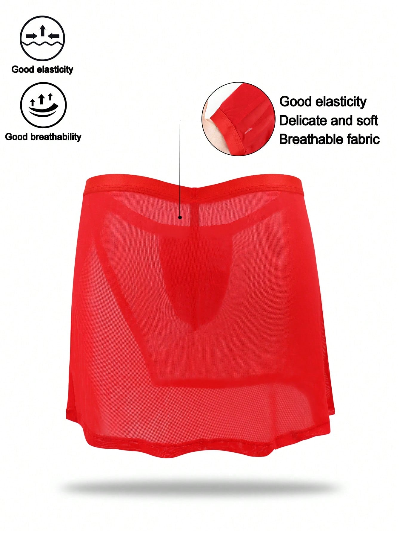 Men’s Bright Red Mesh Short, Seamless Design, Lightweight and Breathable Fabric