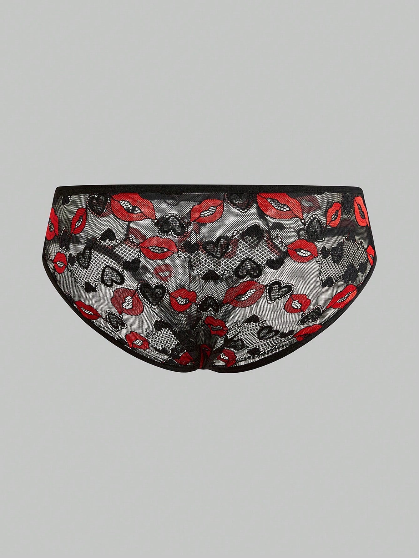 Men’s Valentine Theme Lip Print Short, Mesh Fabric, Lightweight Design