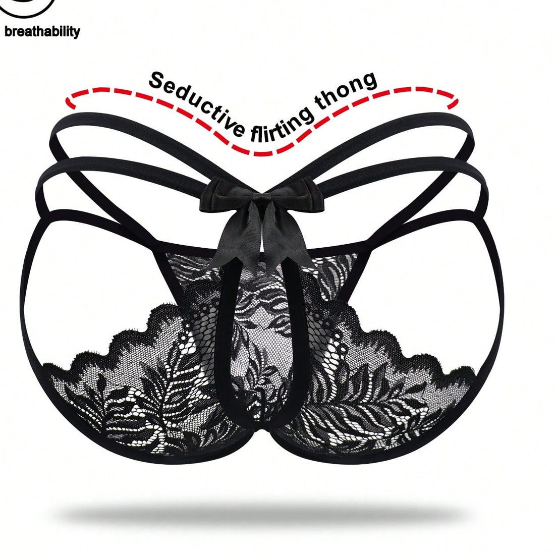 Men's Black Bow Detail Lace Waist Briefs
