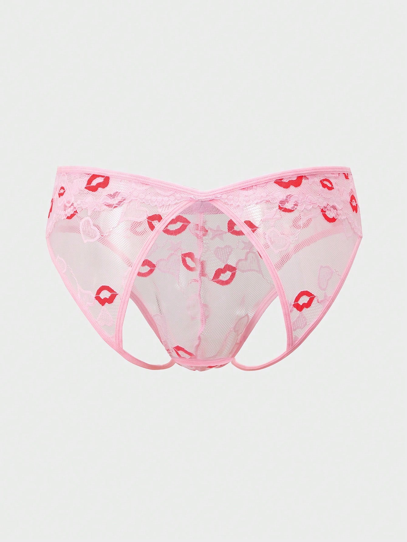 Men’s Red Print Short With Lip And Heart Pattern For Everyday Styling