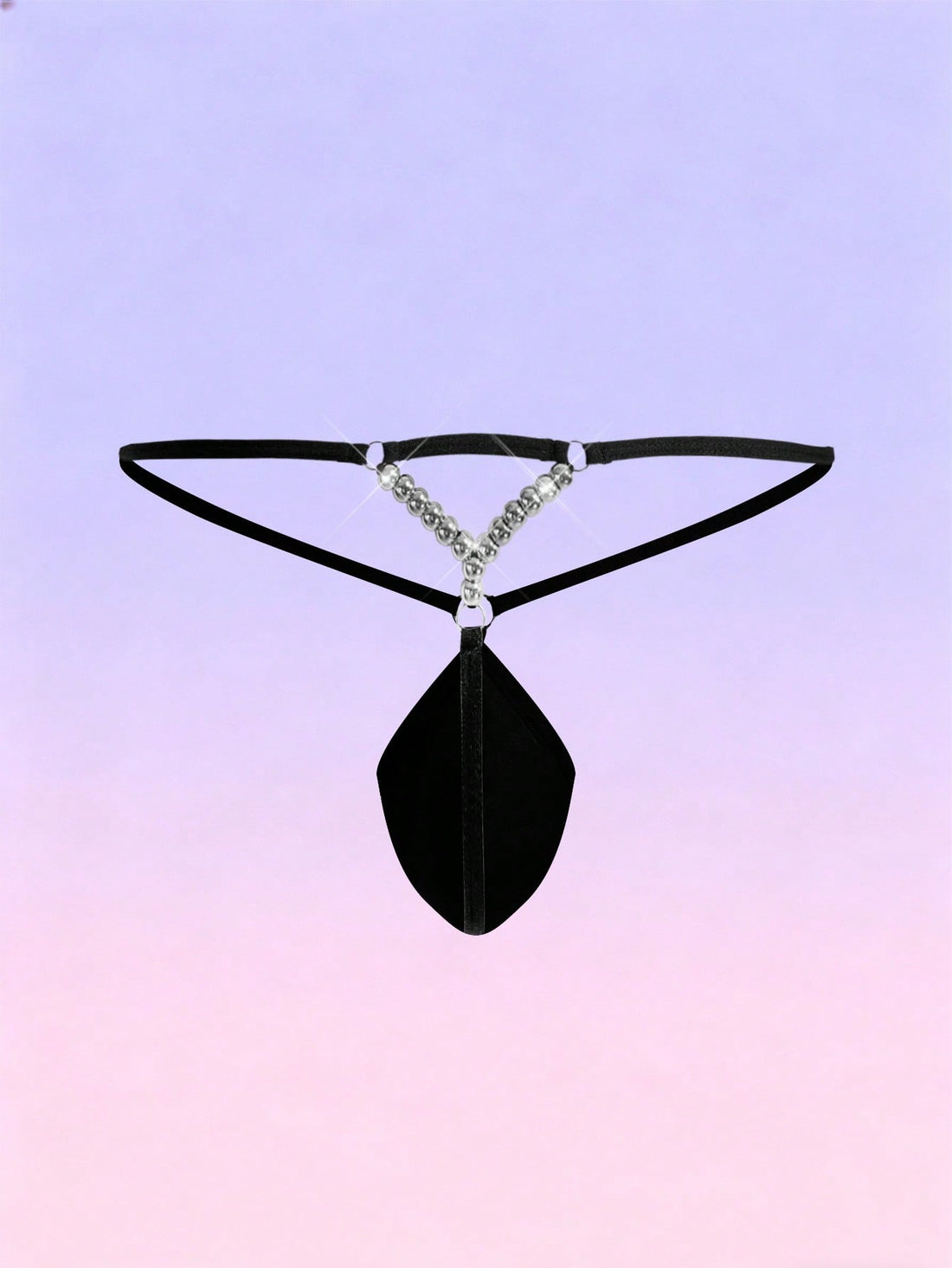 1pc Men’s Black Woven Fabric Short With Metal Bead Accent, Clean Structure, For Daily Wear