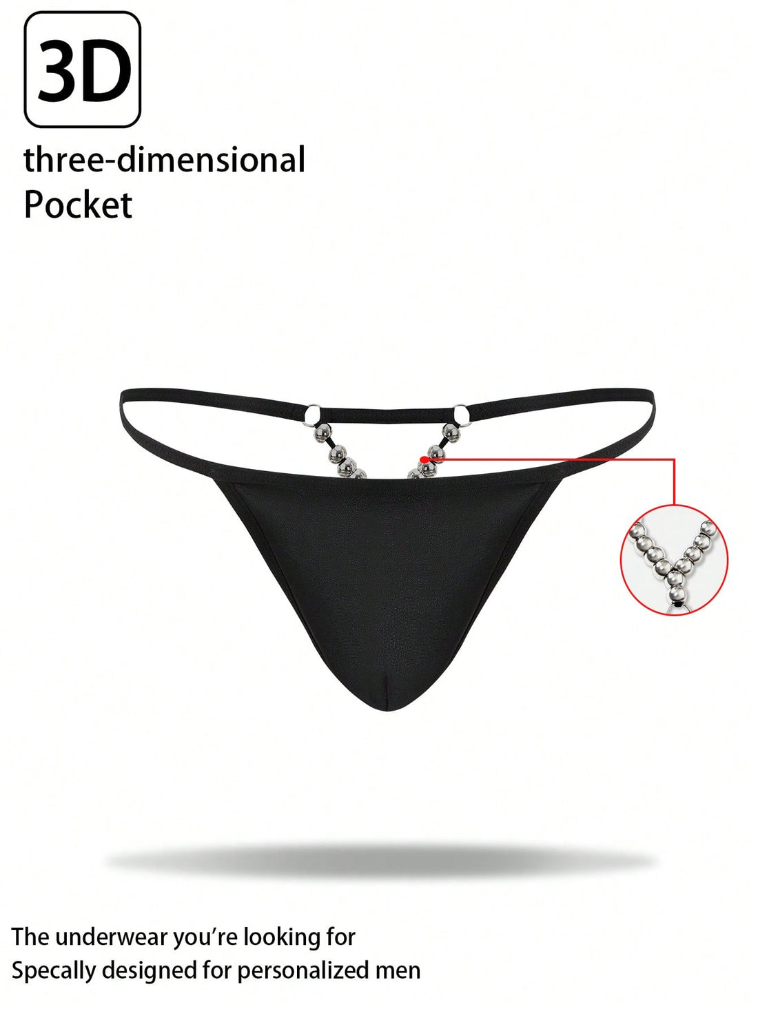 Minimalist Thong With Silver Beads For Men