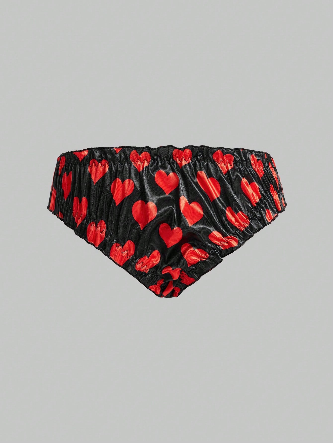 Men’s Heart Pattern Satin-Style Short, Smooth Texture, For General Wear