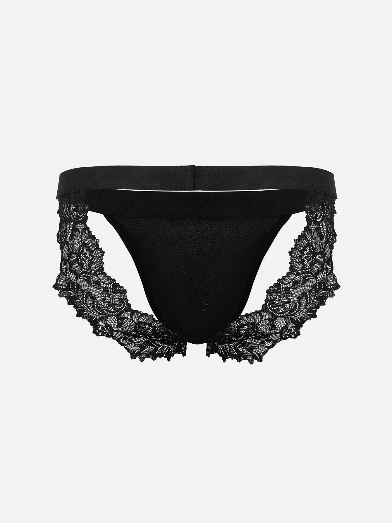 Men’s Black Textured Knit Short With Garter-Style Accent Detail, For General Wear