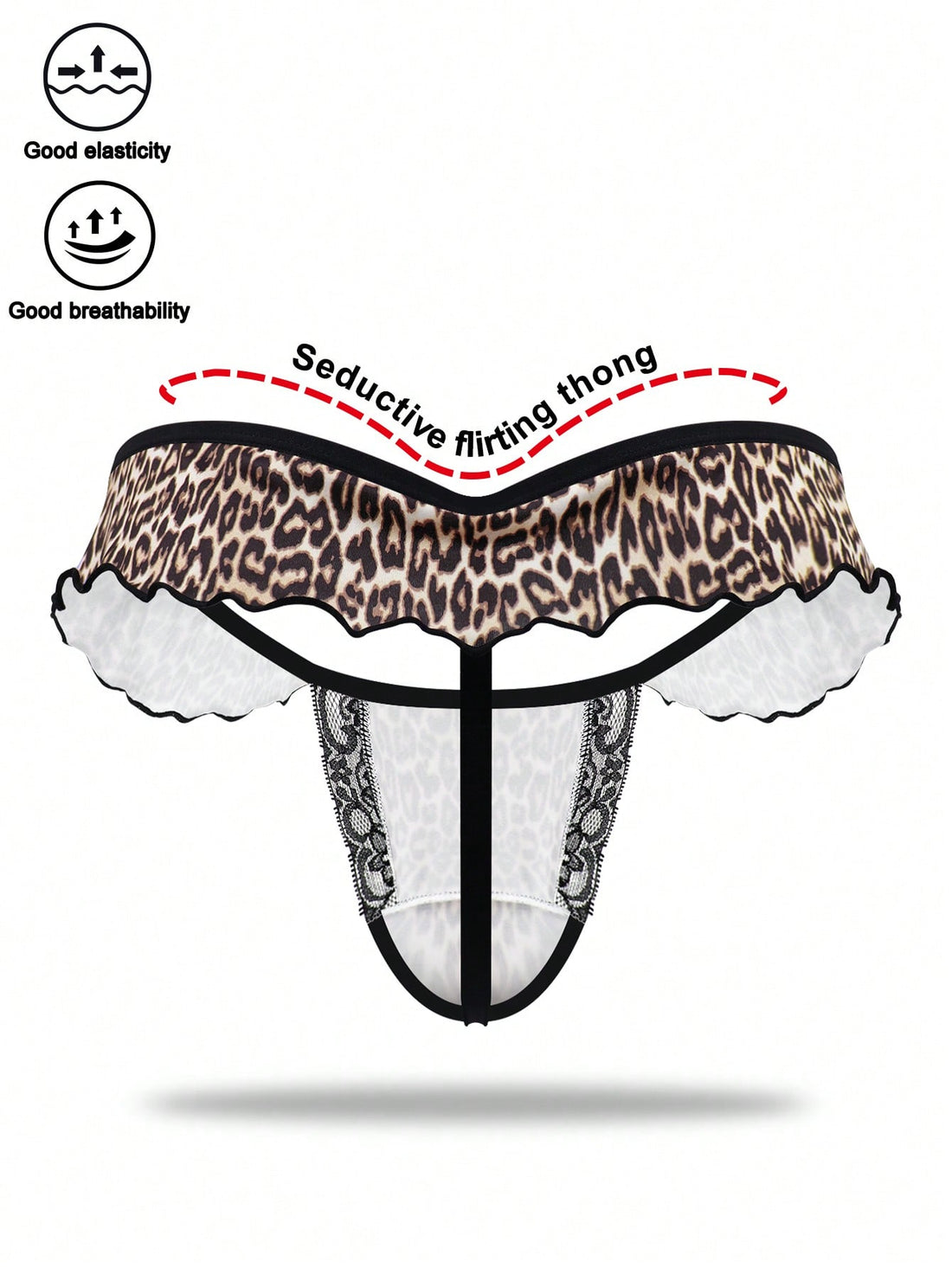 1pc Men’s Leopard Print Short with Lace Waist Detail, Lightweight Fabric, Casual Wear