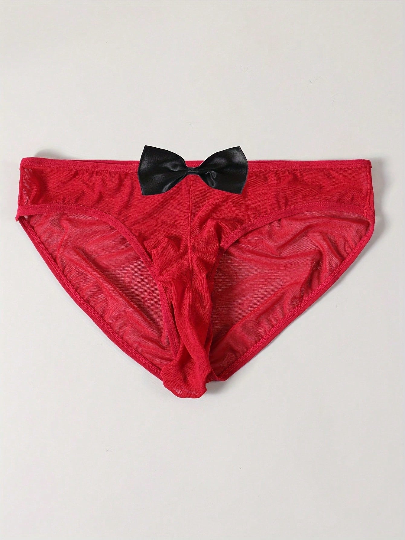 Solid Color Semi Transparent Mesh Triangle Briefs For Men