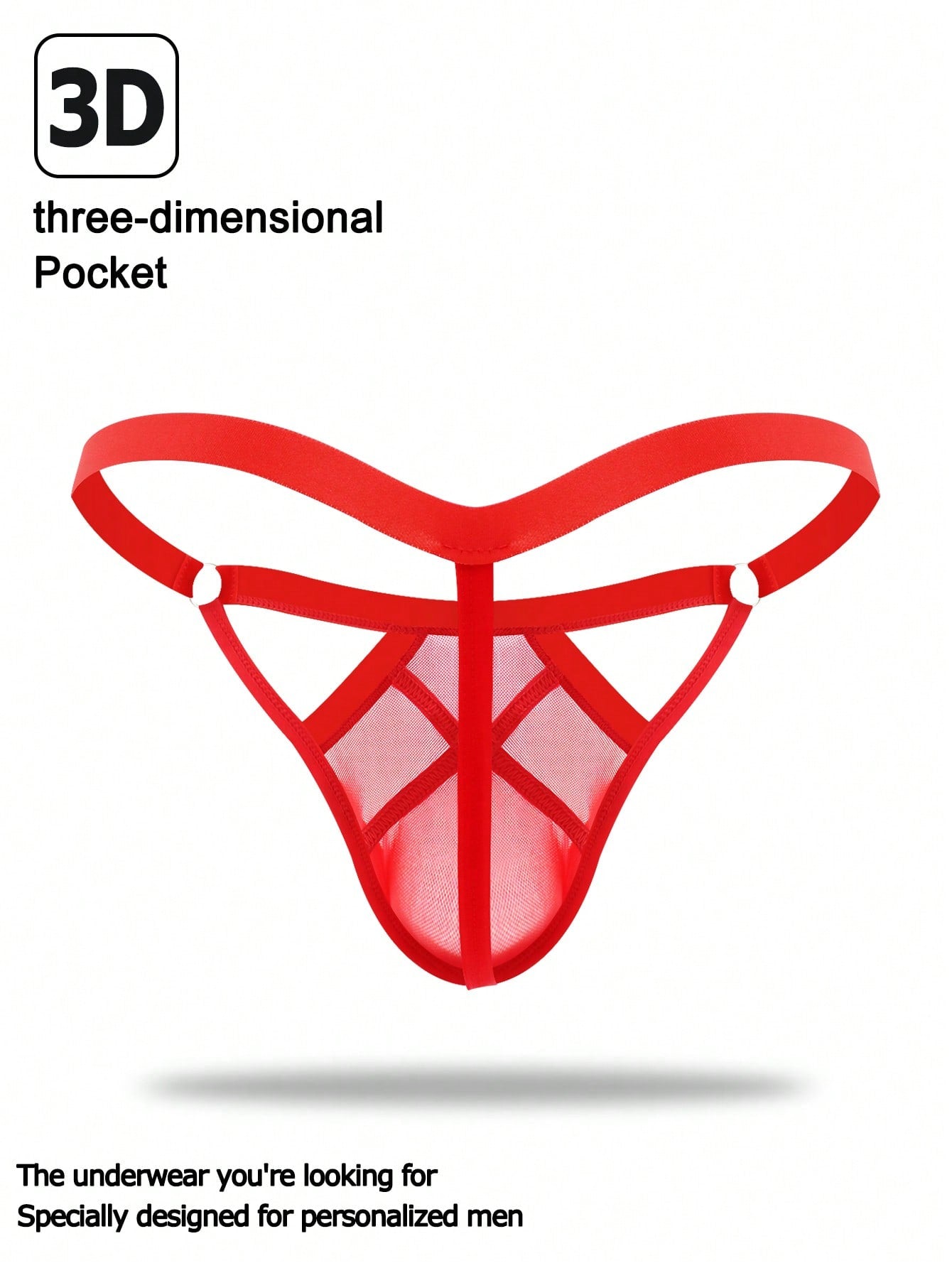 1pc Men’s Red Mesh Short with Detail, Lightweight Fabric, Simple Structure