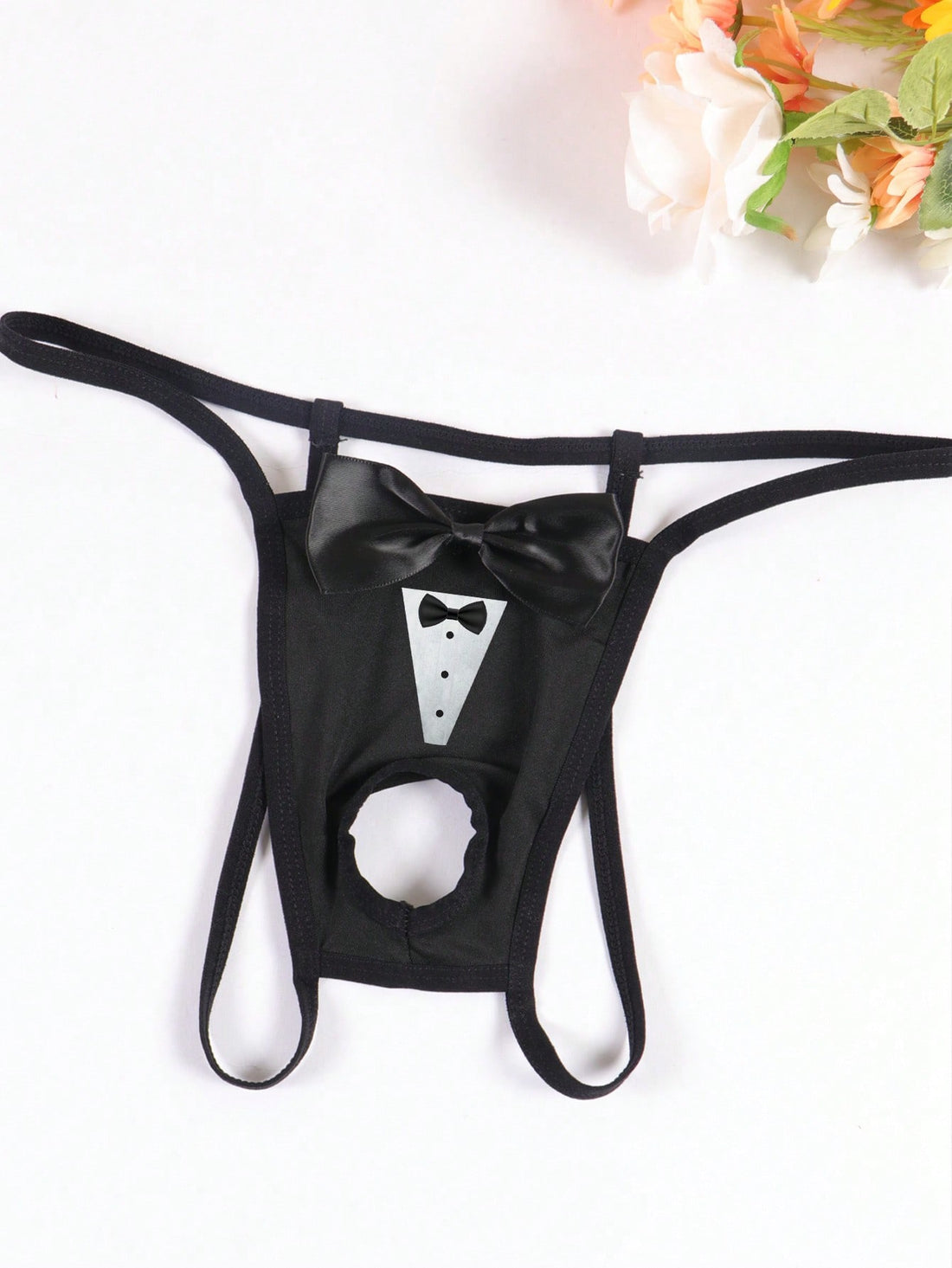 Men's Sexy Comfortable Hollow Bowknot Pattern G-String With Collar