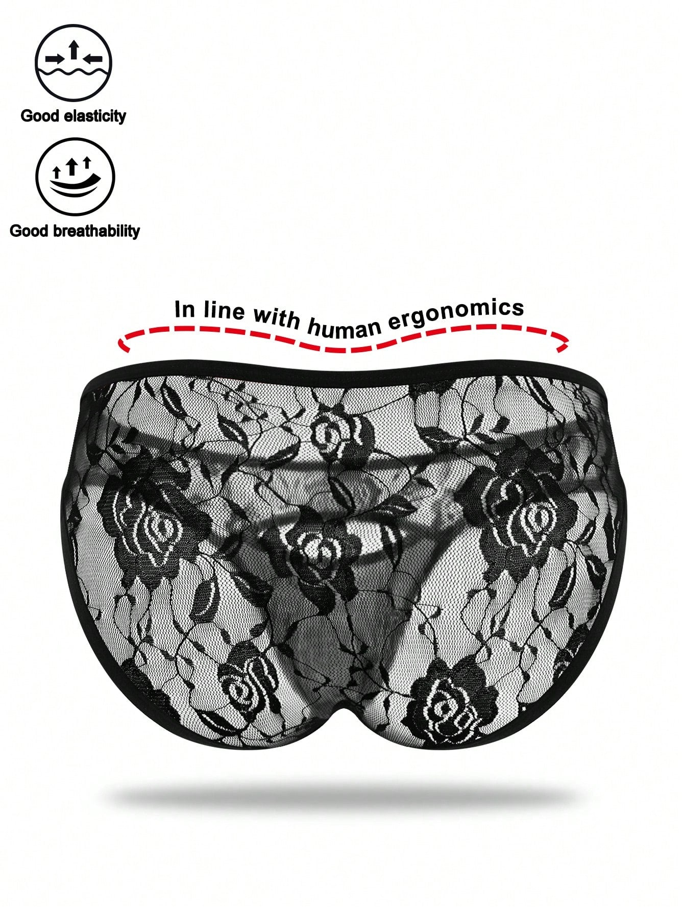 Men’s Black Mesh Fabric Short With Pattern Detail, Lightweight Structure, For General Wear