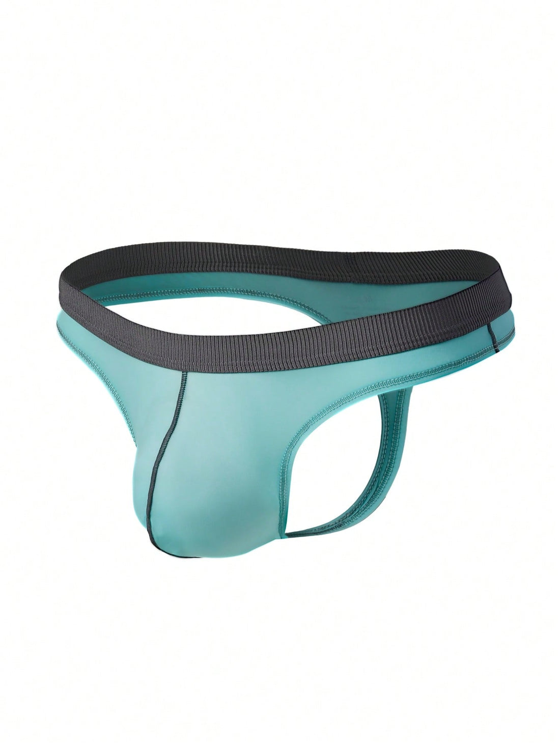 Men's Blue Fabric Thong With Contrast Binding