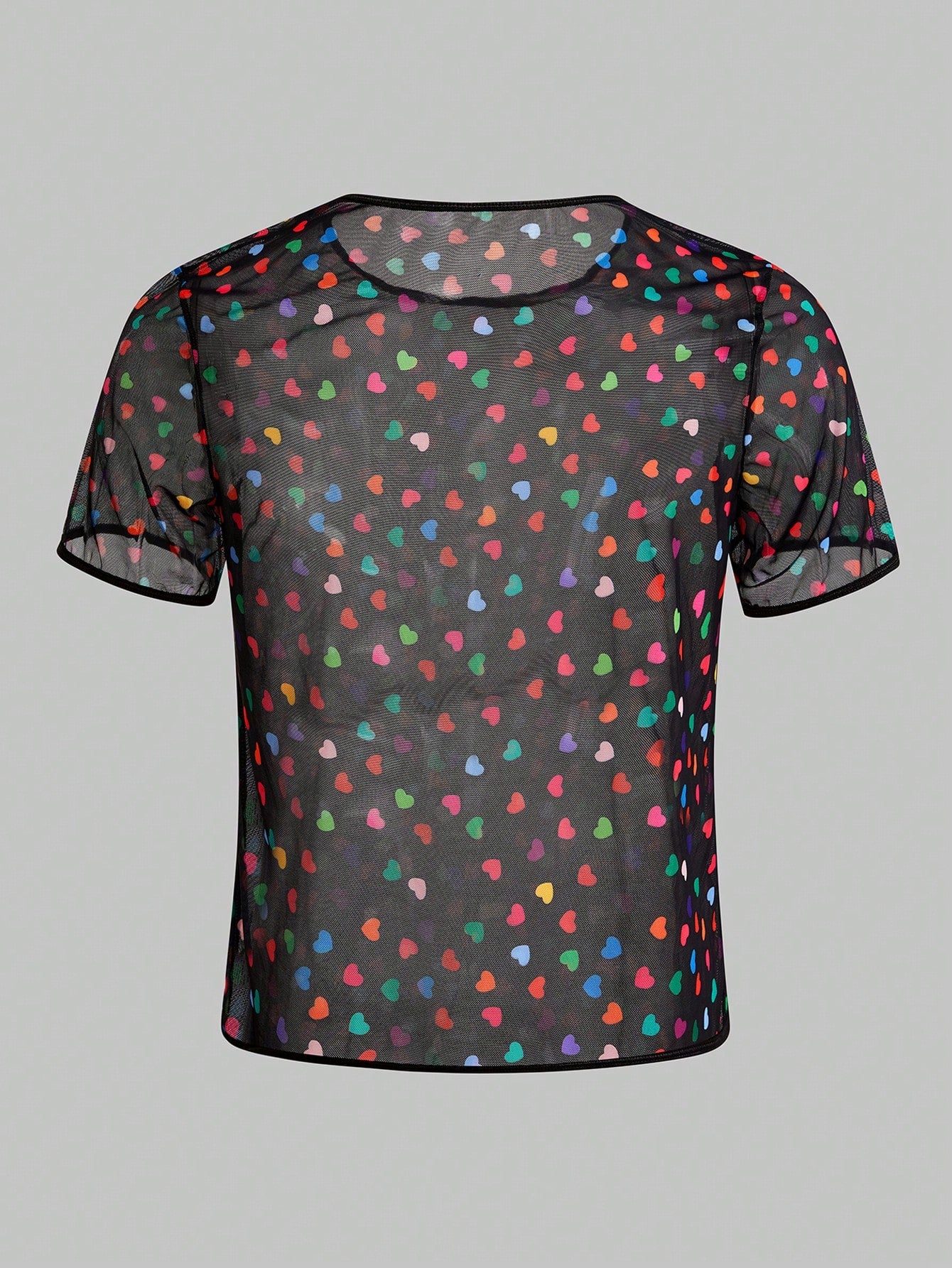 Men’s Mesh Fabric T-Shirt With Heart Pattern, Lightweight Design, For Daily Wear