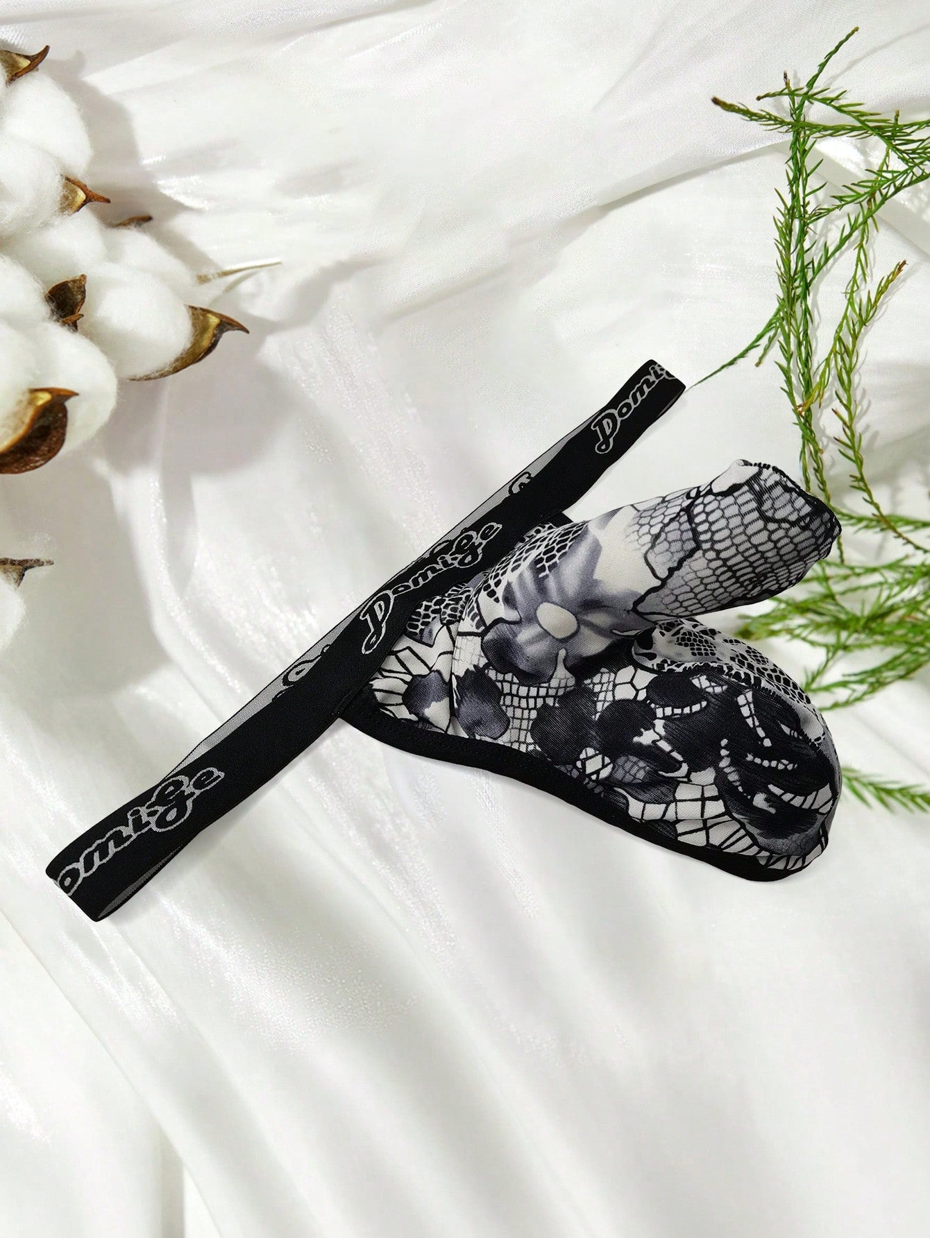 Men's Elephant Print Dual Pouch Thong Underwear