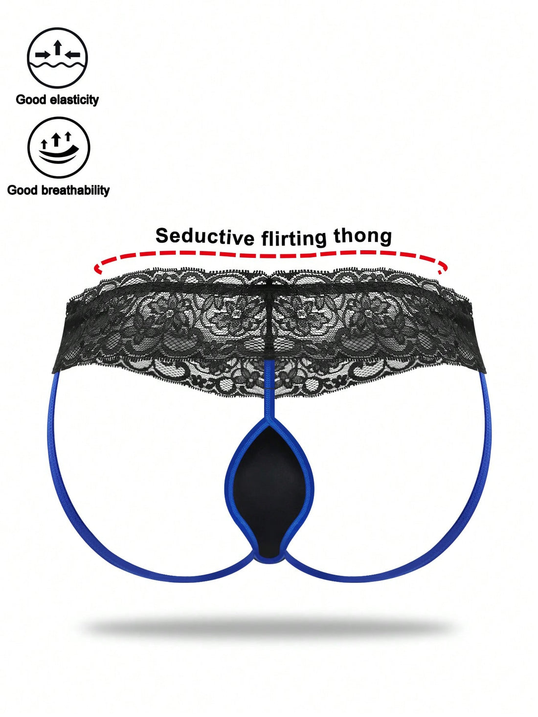 Black Cup Lace Trim Sexy Underwear For Men