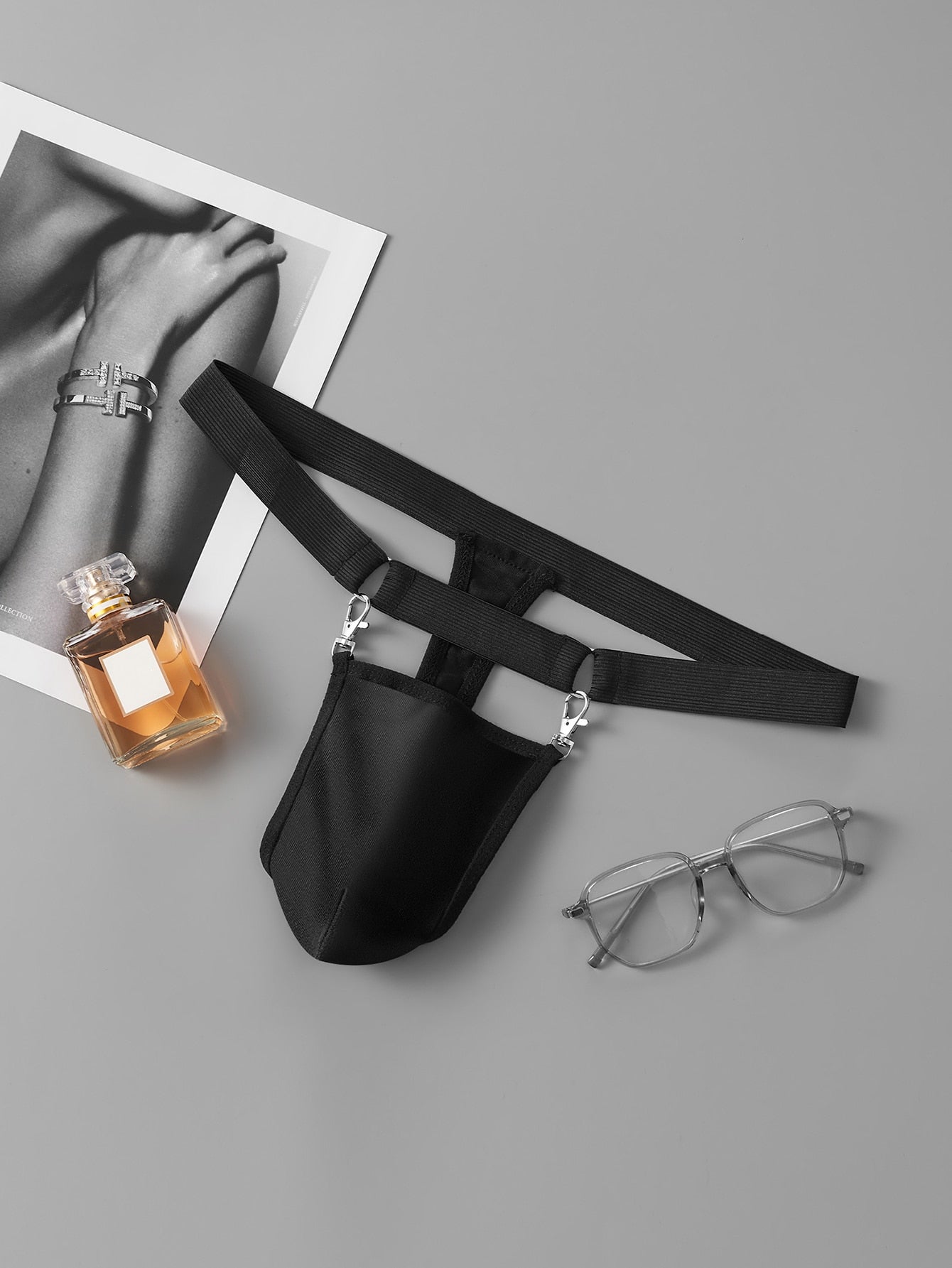 Men's G String Underwear With Ring And Metal Buckle Detail