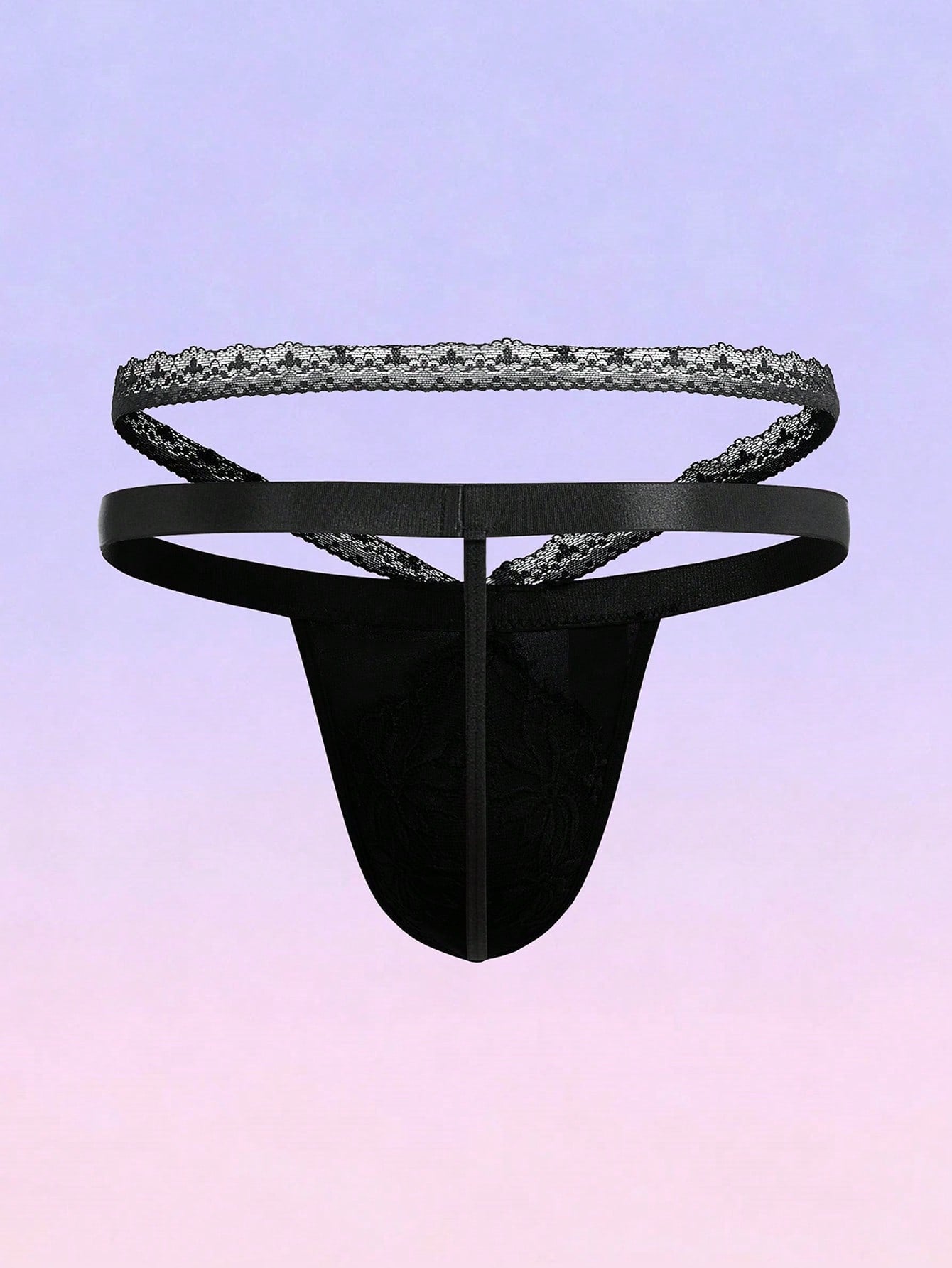 Contrast Lace Hollow Out Sexy Briefs For Men