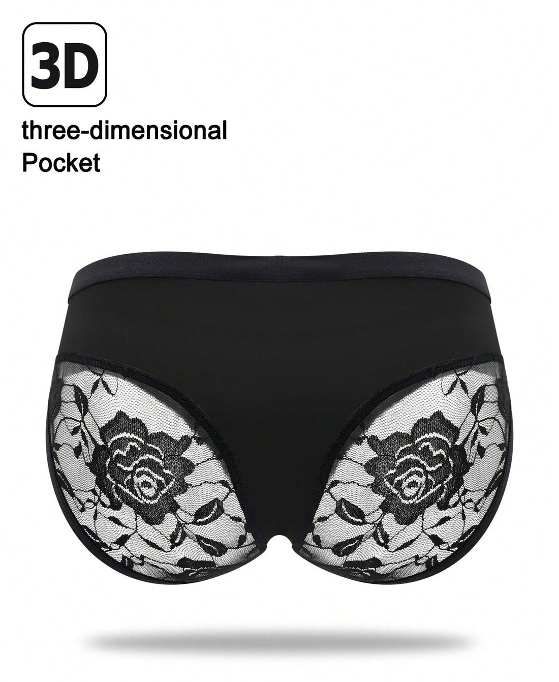 Men’s Black Short with Rose Lace Patchwork, Lightweight Material, Clean Style