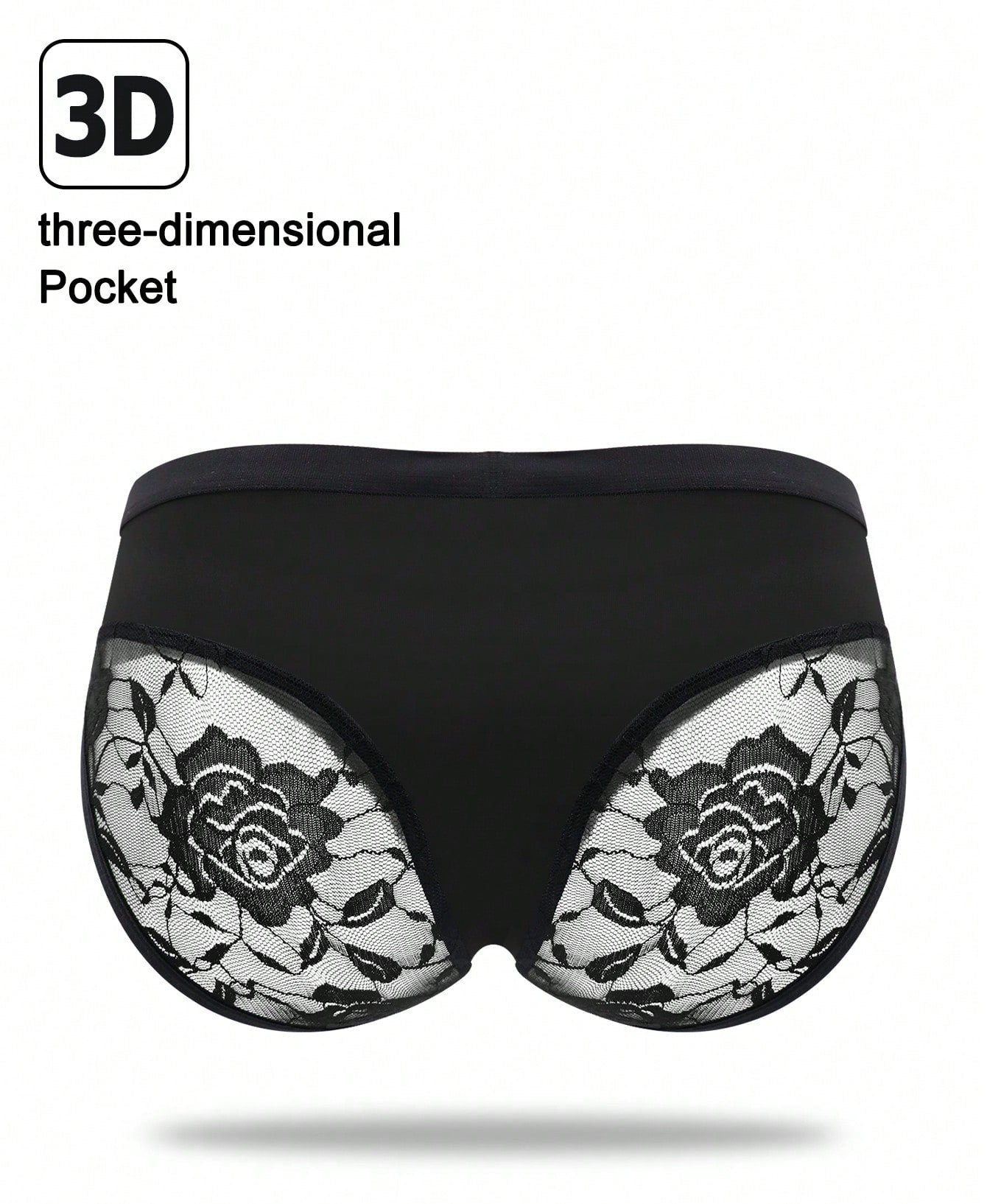 Men’s Black Short with Rose Lace Patchwork, Lightweight Material, Clean Style