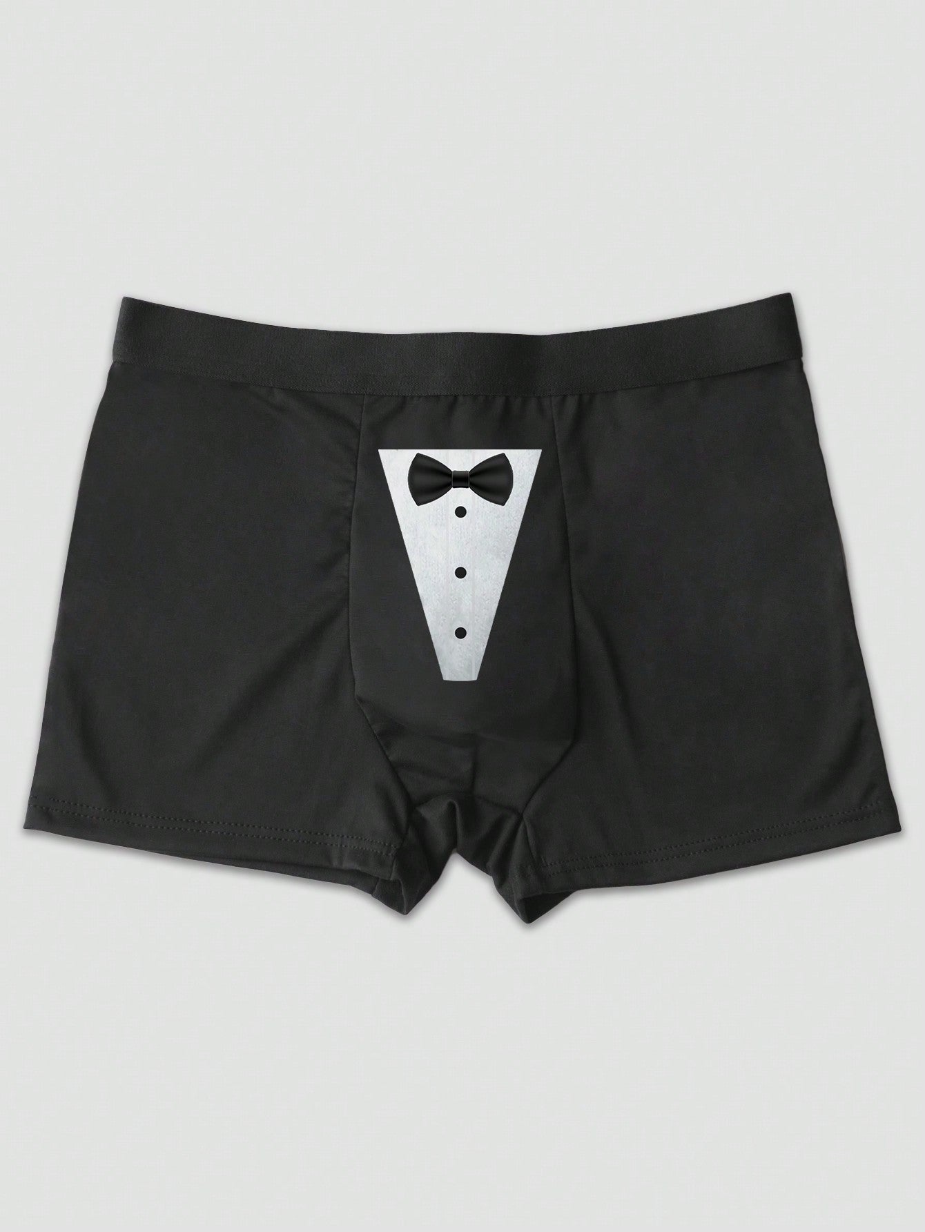 2pcs Men's Black Graphic Print Briefs