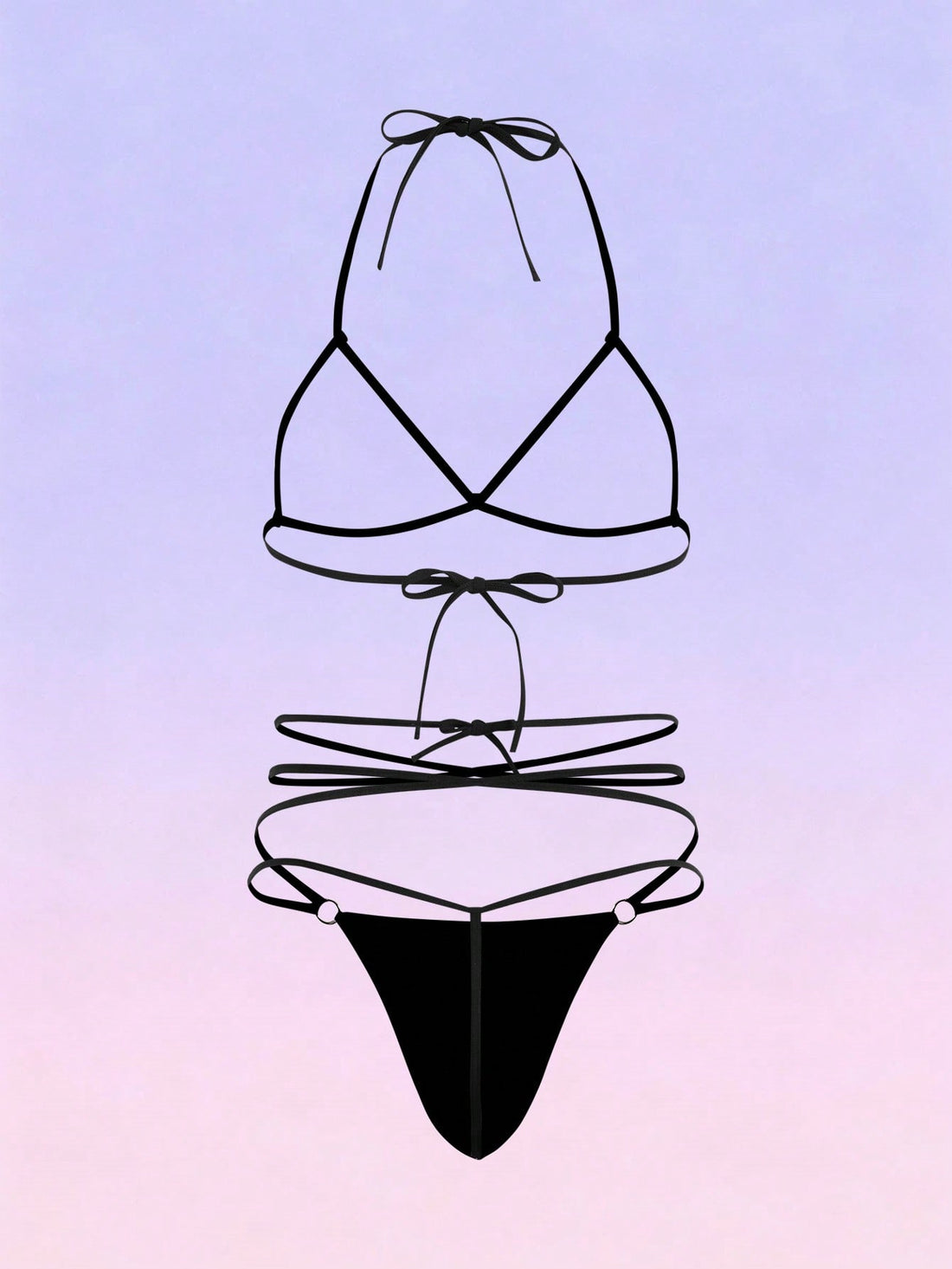 Tie Up Knotted Sexy Lingerie Set For Men