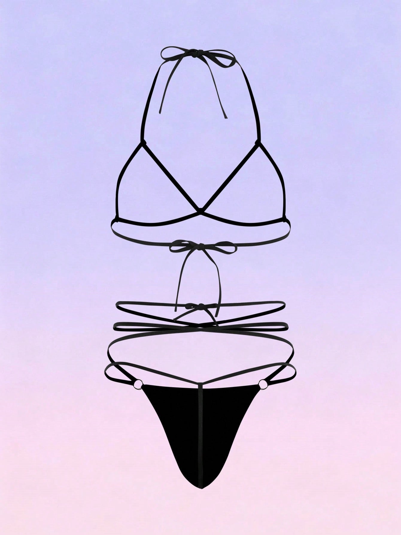 Tie Up Knotted Sexy Lingerie Set For Men