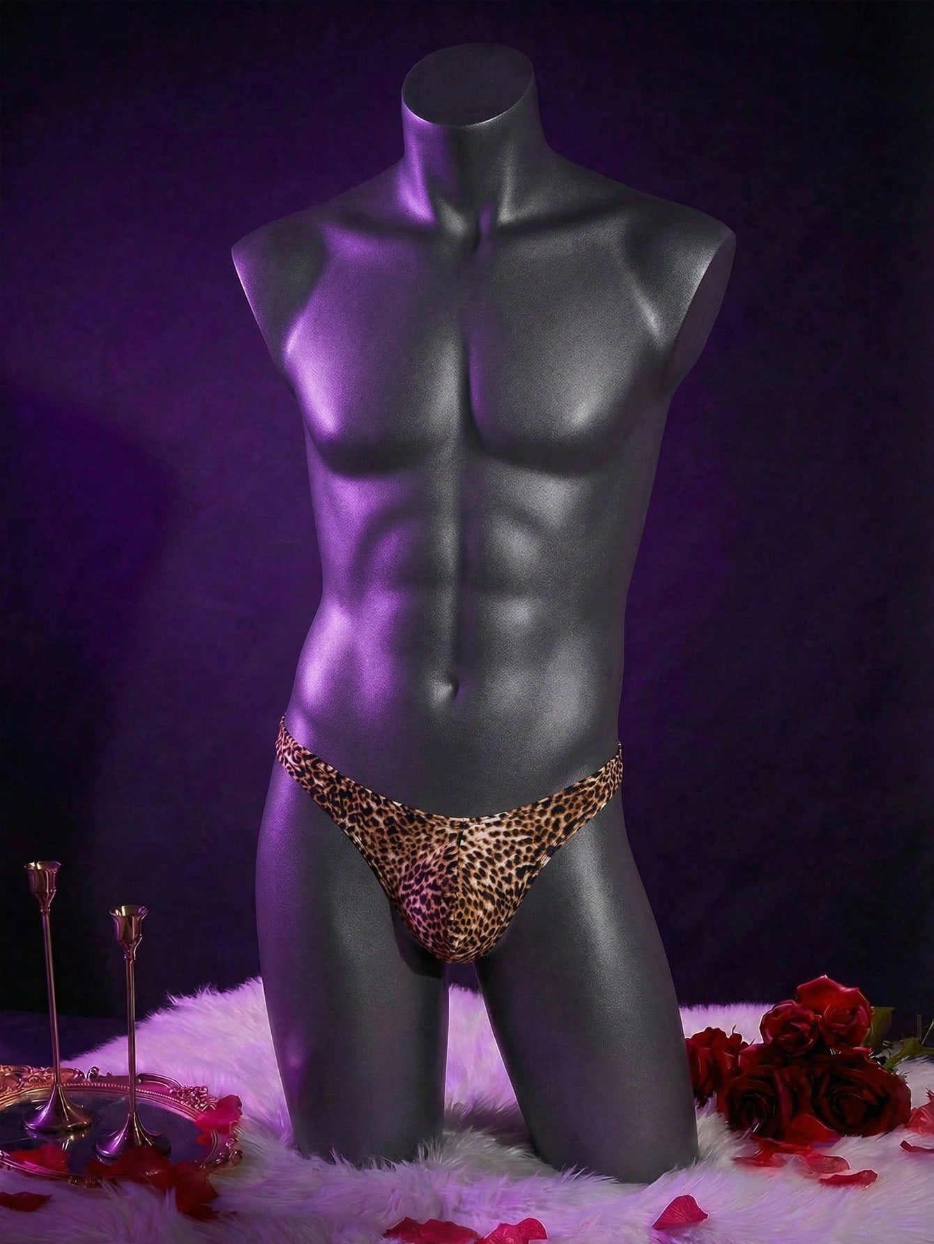 Leopard Print Low Rise U Pouch Briefs For Men
