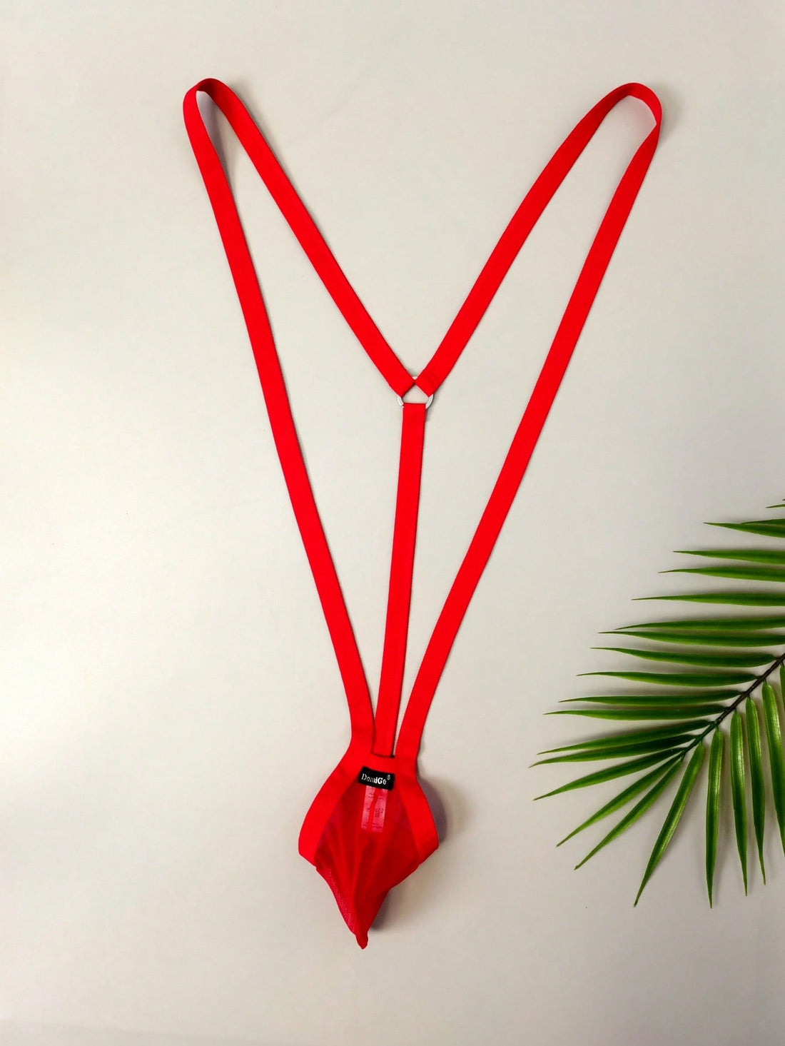 1pc Men's Red Mesh Spaghetti Strap G-String Underwear