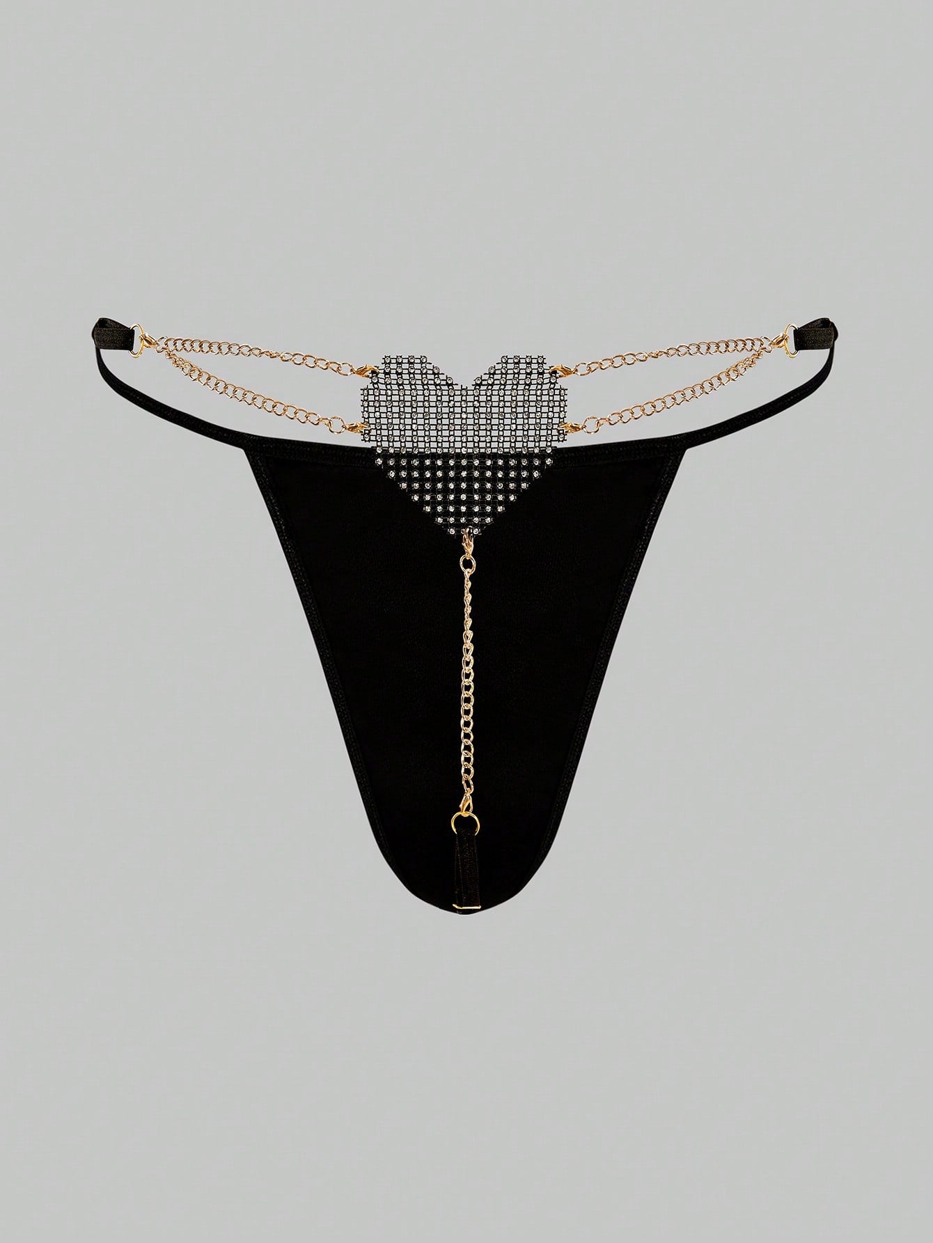 Men’s Short With Heart Motif And Decorative Stone Accent, Metal Chain Detail, For General Wear