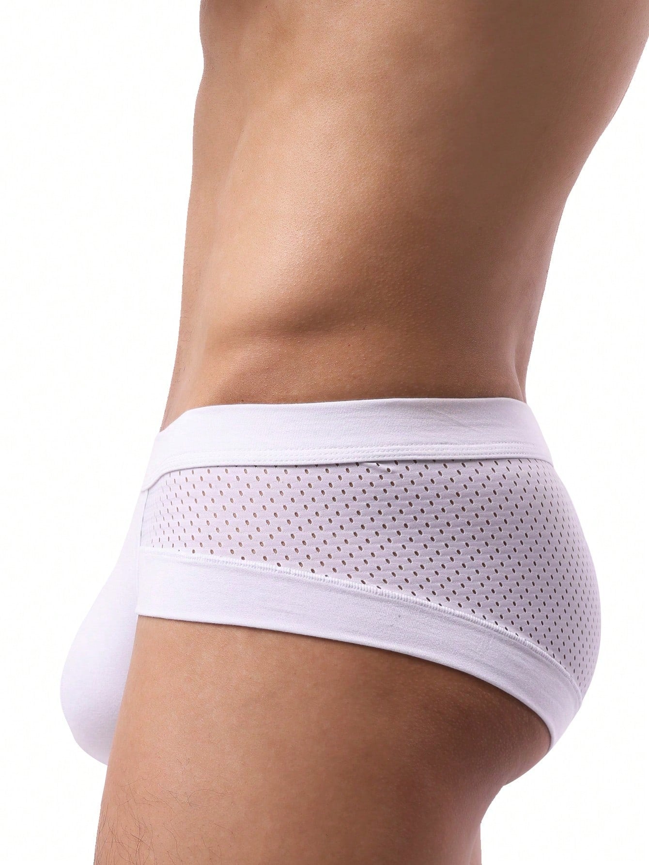 Patchwork U Convex Mesh Thong Underwear For Men