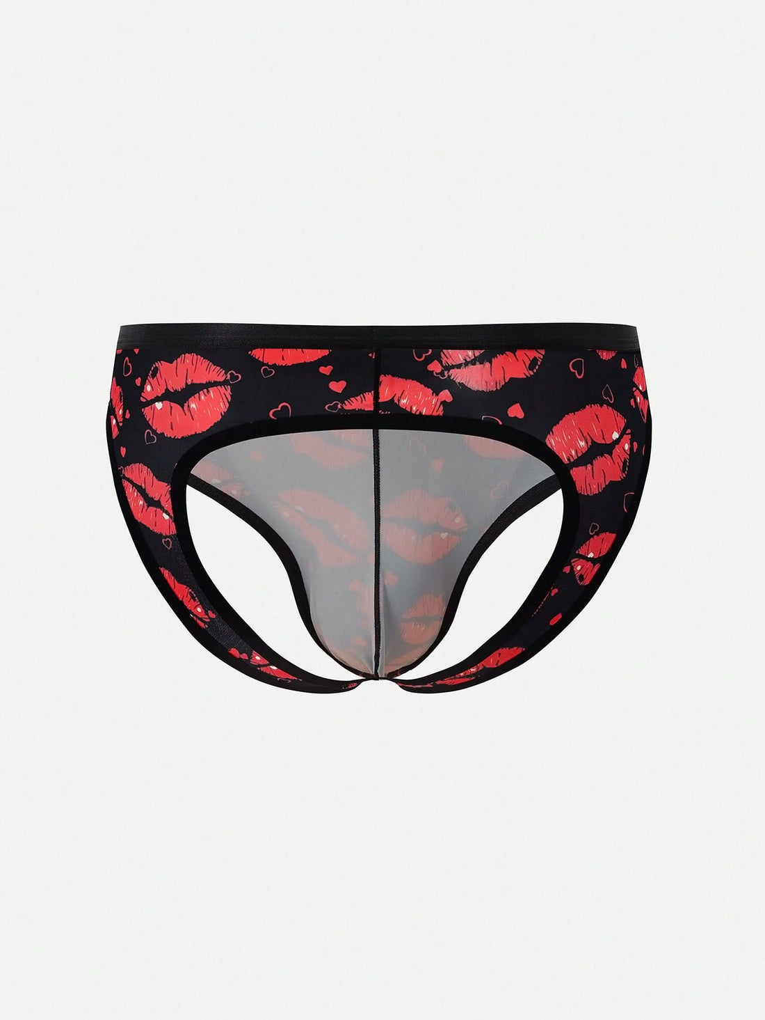 1pc Men’s Mesh Fabric Short With Lip Print Detail, Lightweight Design, For Casual Wear