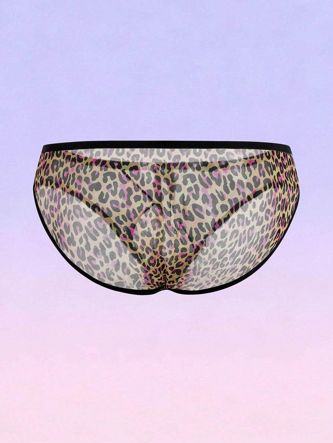 Mesh Leopard Print Sheer Briefs For Men