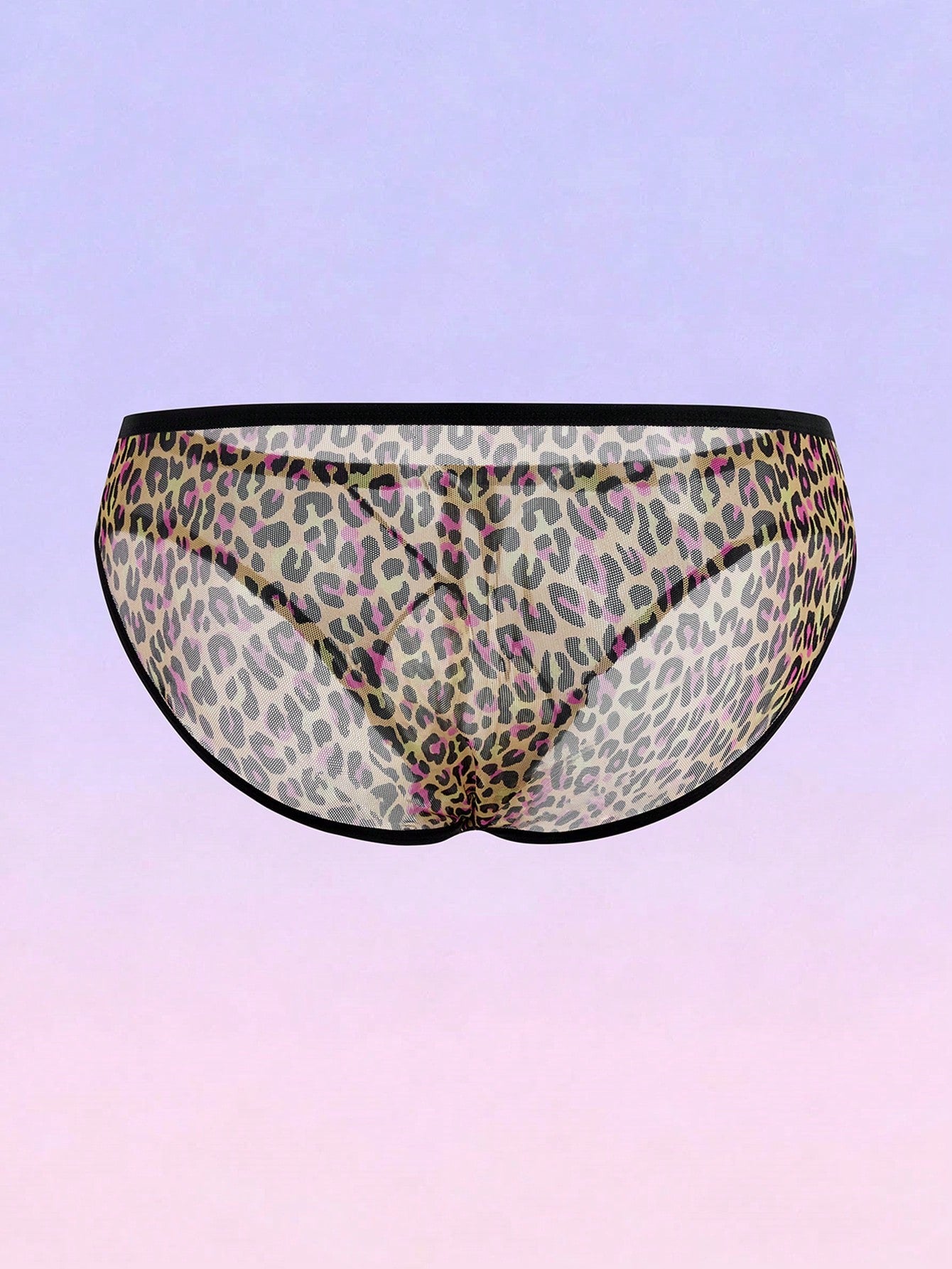 Mesh Leopard Print Sheer Briefs For Men