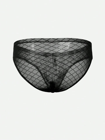 Black Mesh Sexy Thong Panty For Men