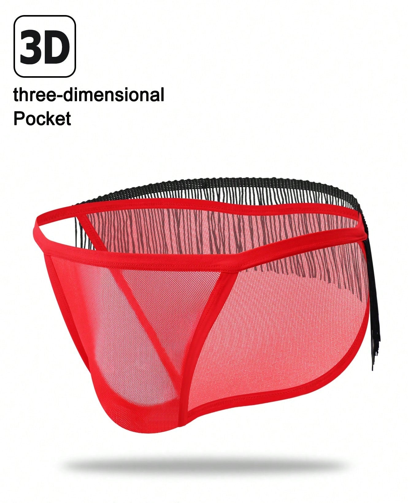 Men’s Red Mesh Short with Tassel Detail, Lightweight Material, Decorative Style