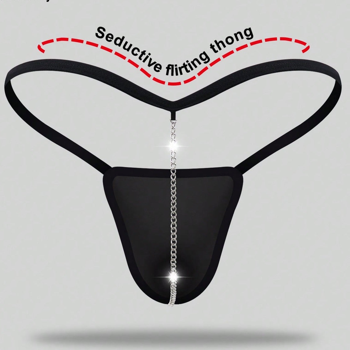 Men's Solid Black Fabric Thong Underwear