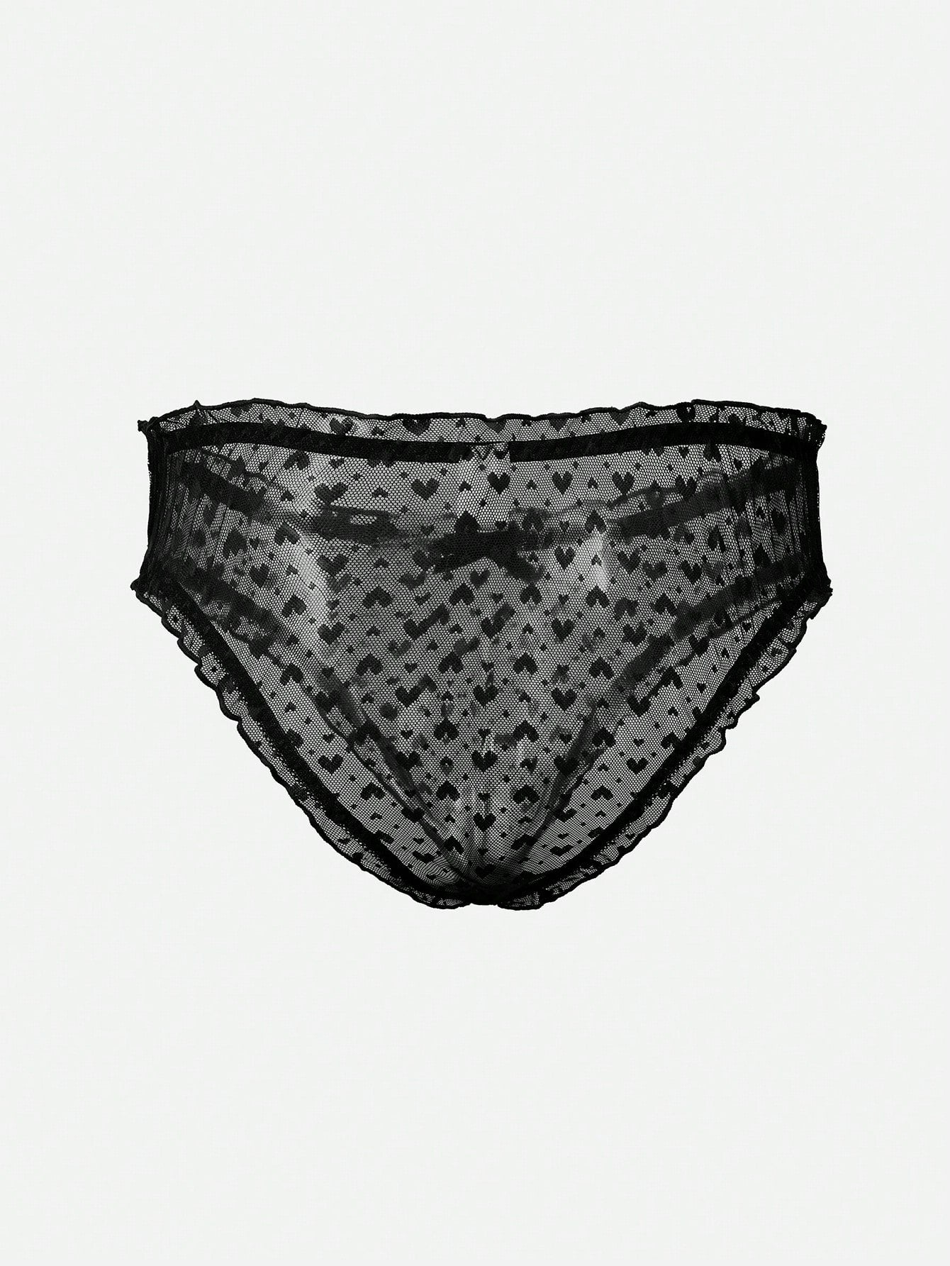 Men’s Heart Pattern Mesh Fabric Short, Lightweight Texture, Simple Design, For Daily Wear