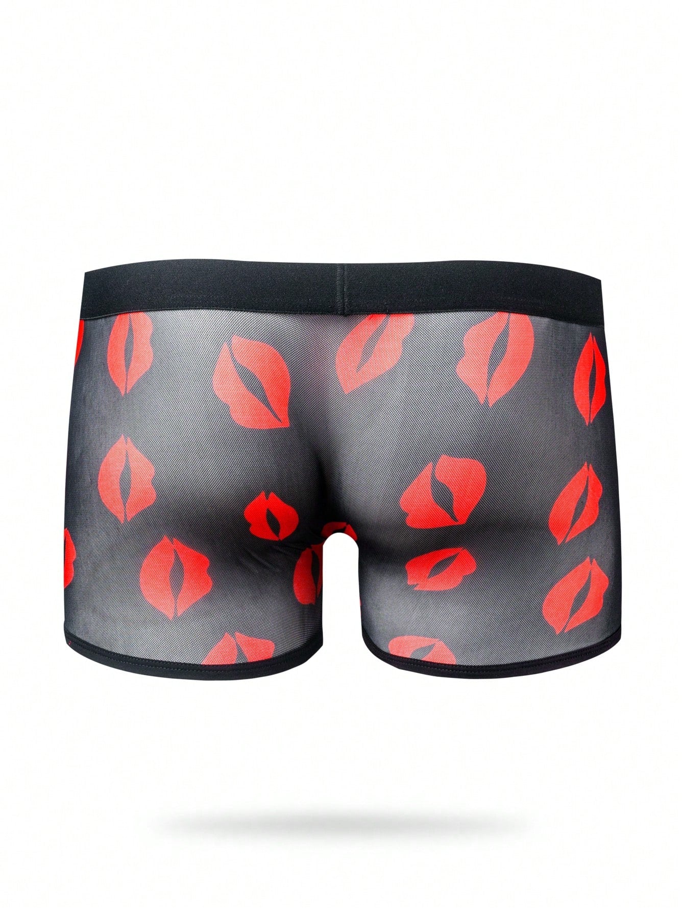 Men’s Lip Print Pattern Short With Woven Detail For Casual Wear