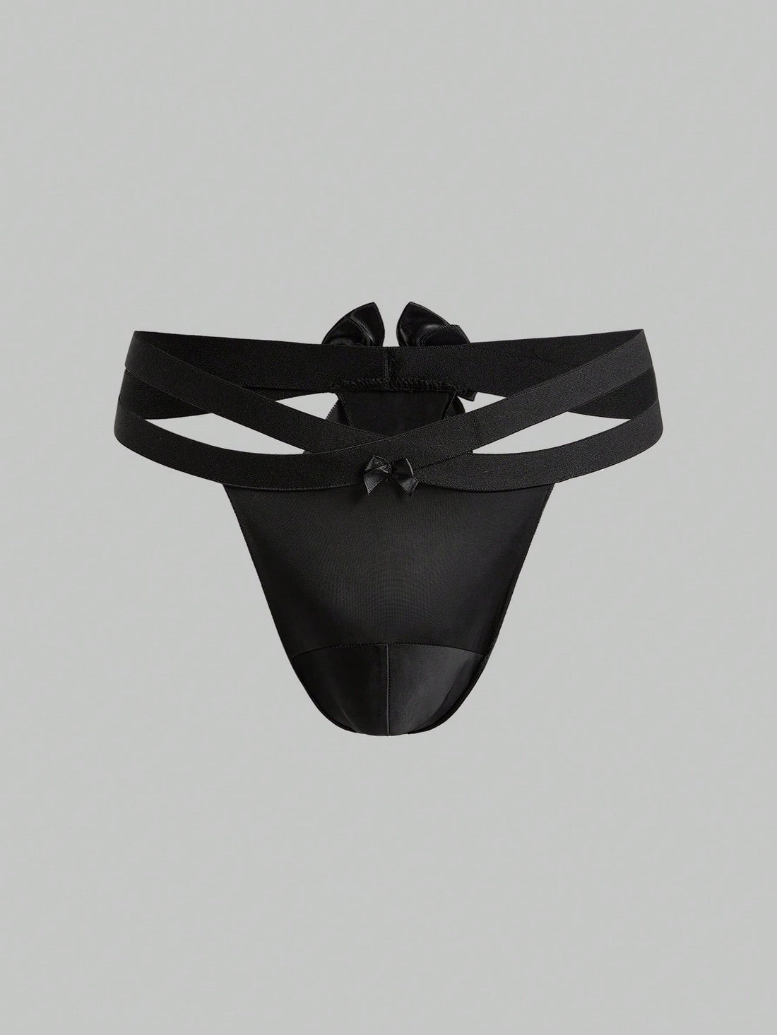 Black Mesh Bow Sheer Briefs For Men