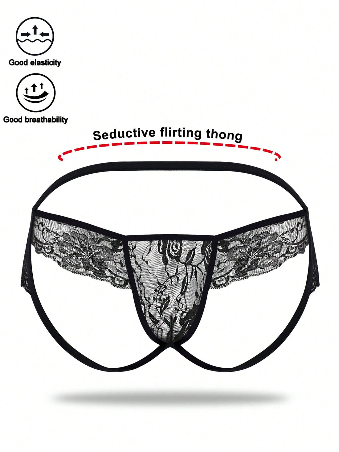 1pc Men’s Rose Lace Short, Lightweight Fabric, Simple Structure, Comfortable Fit