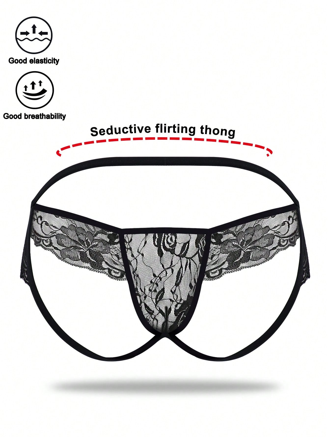 1pc Men’s Rose Lace Short, Lightweight Fabric, Simple Structure, Comfortable Fit