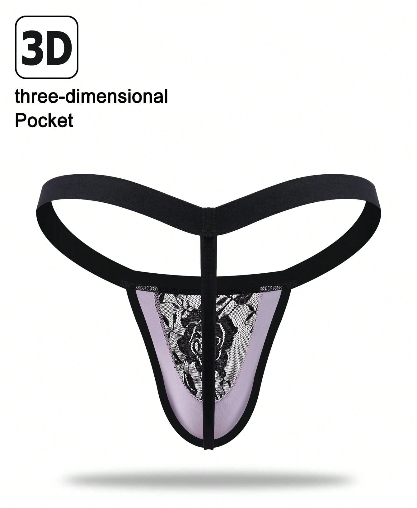 1pc Men’s Black Lace Short, Breathable Lightweight Material, Simple Structure, Easy to Wear