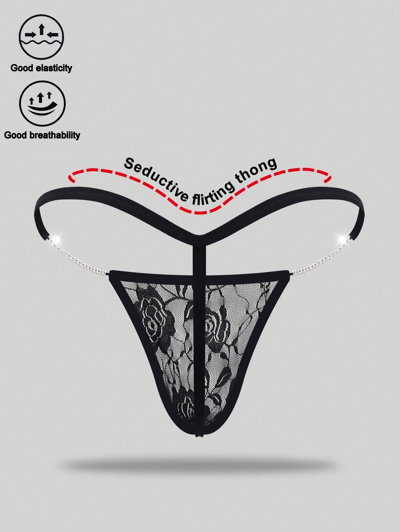 Men’s Rose Lace Waist Chain Short, Lightweight Material, Decorative Detail Design