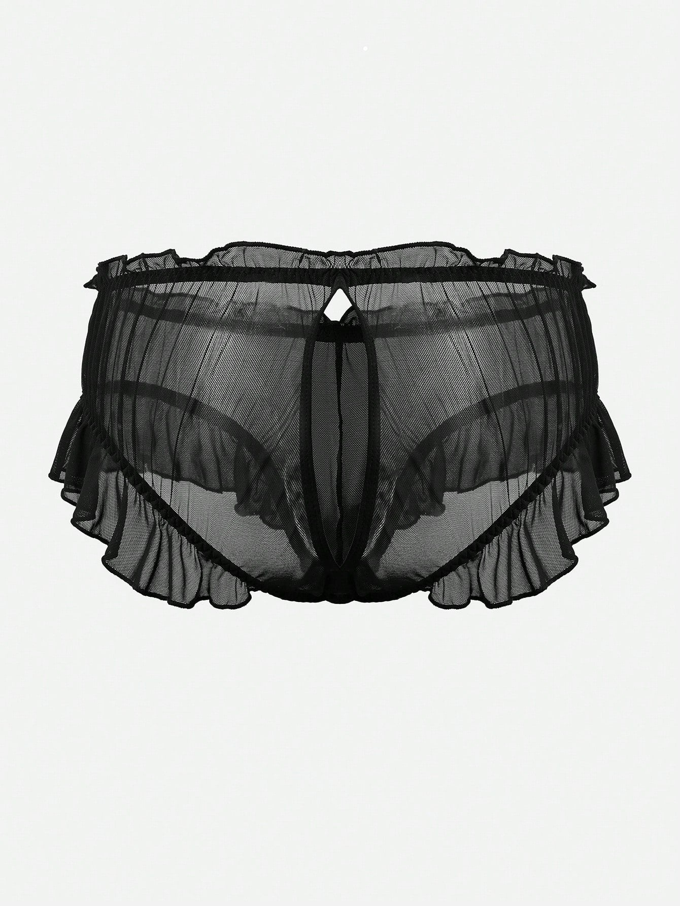 Men’s Mesh Fabric Short With Ruffle Detail, Lightweight Design, For Daily Wear