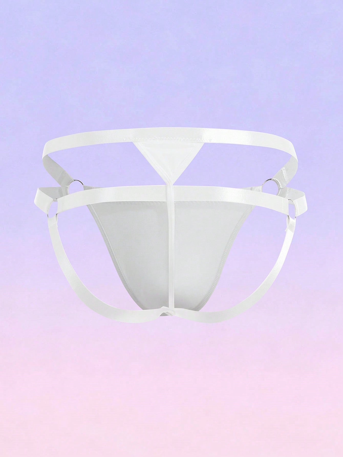 Men's Solid Color Ring Detail Hollow Design Briefs