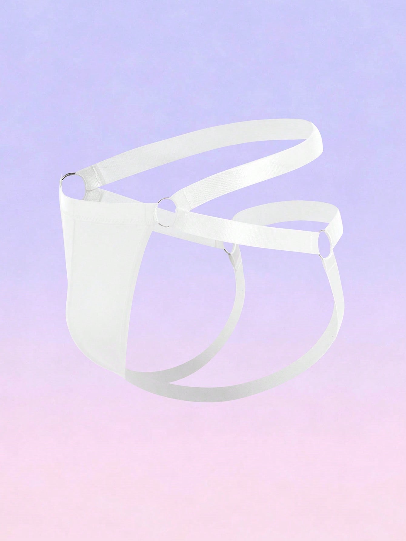 Men's Solid Color Ring Detail Hollow Design Briefs