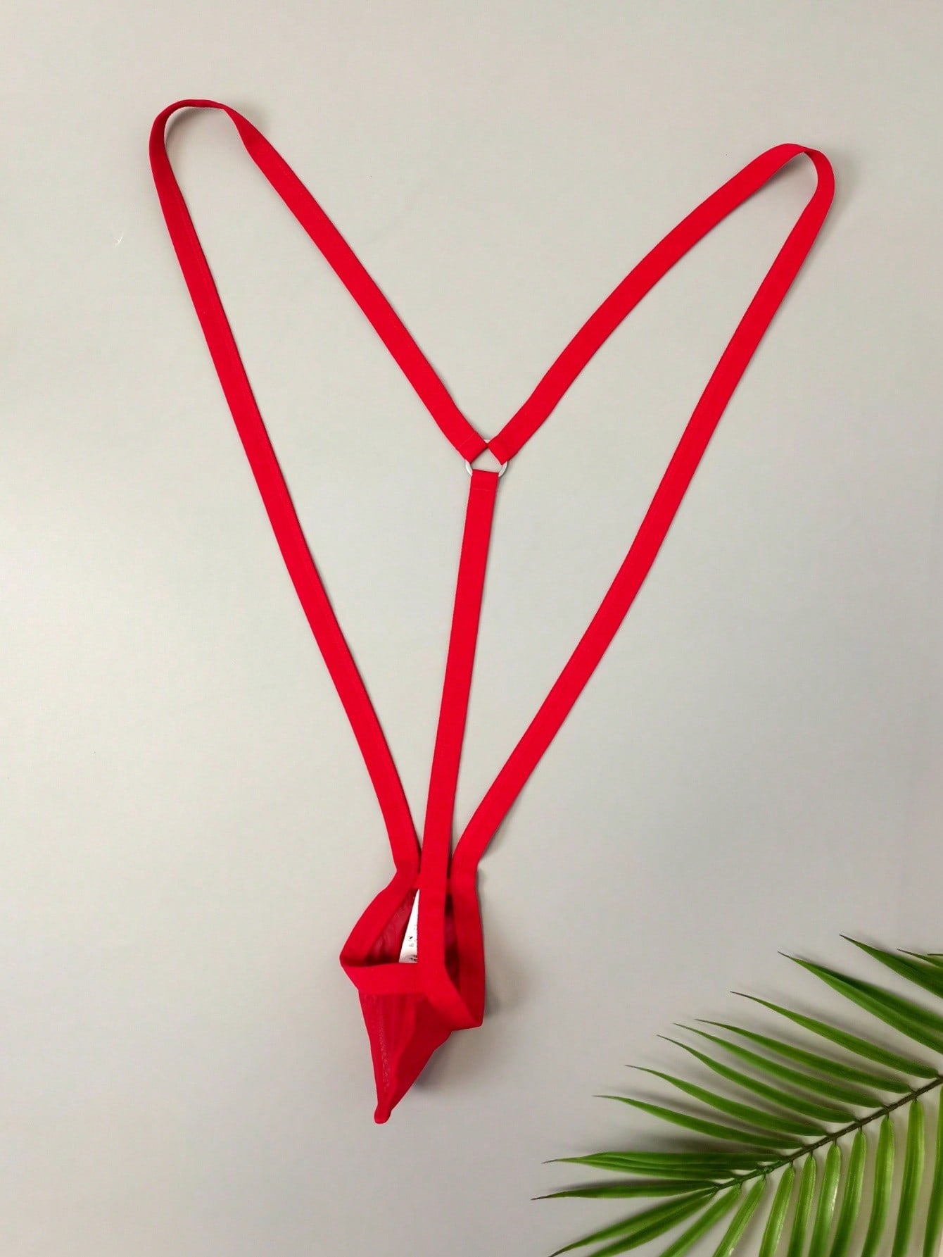 1pc Men's Red Mesh Spaghetti Strap G-String Underwear
