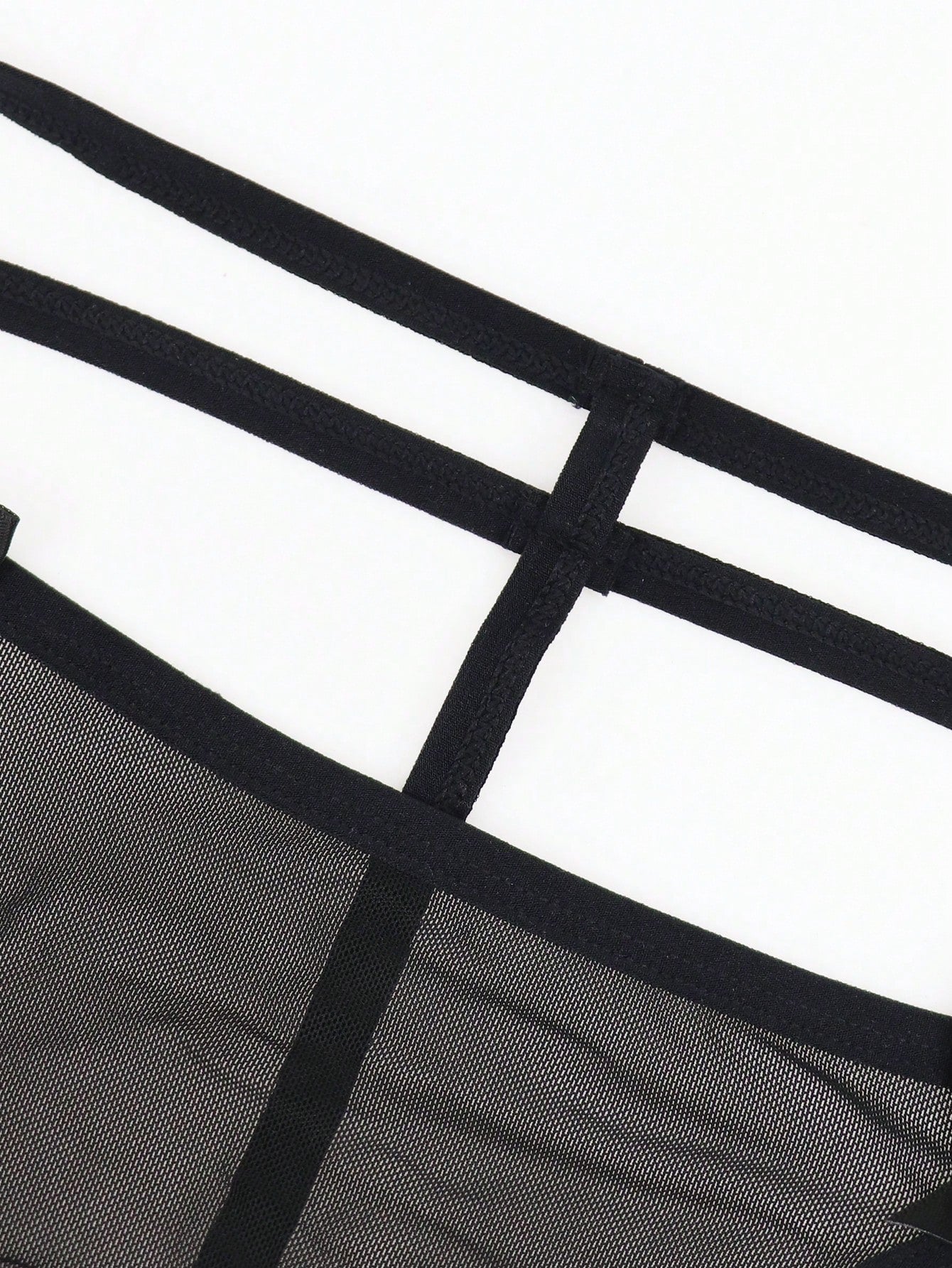 1pc Men’s Black Mesh Fabric Short With Bow Detail, Pattern Design, For Everyday Use