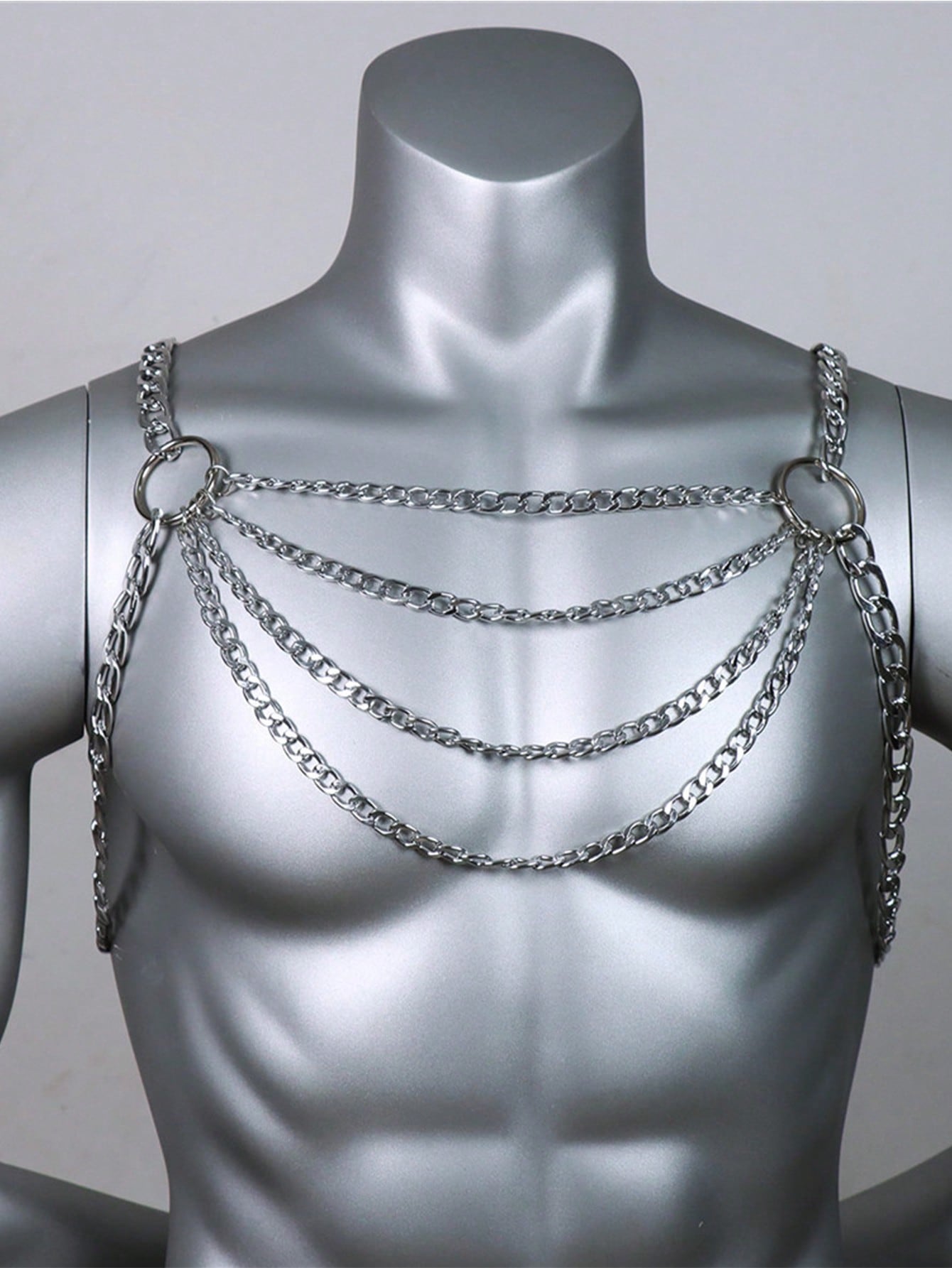 1pc Men's Thin Body Chain Necklace, Chest Muscle Highlighting Sexy Streetwear, Punk Rock Style Choker Necklace, Costume Accessory For Parties