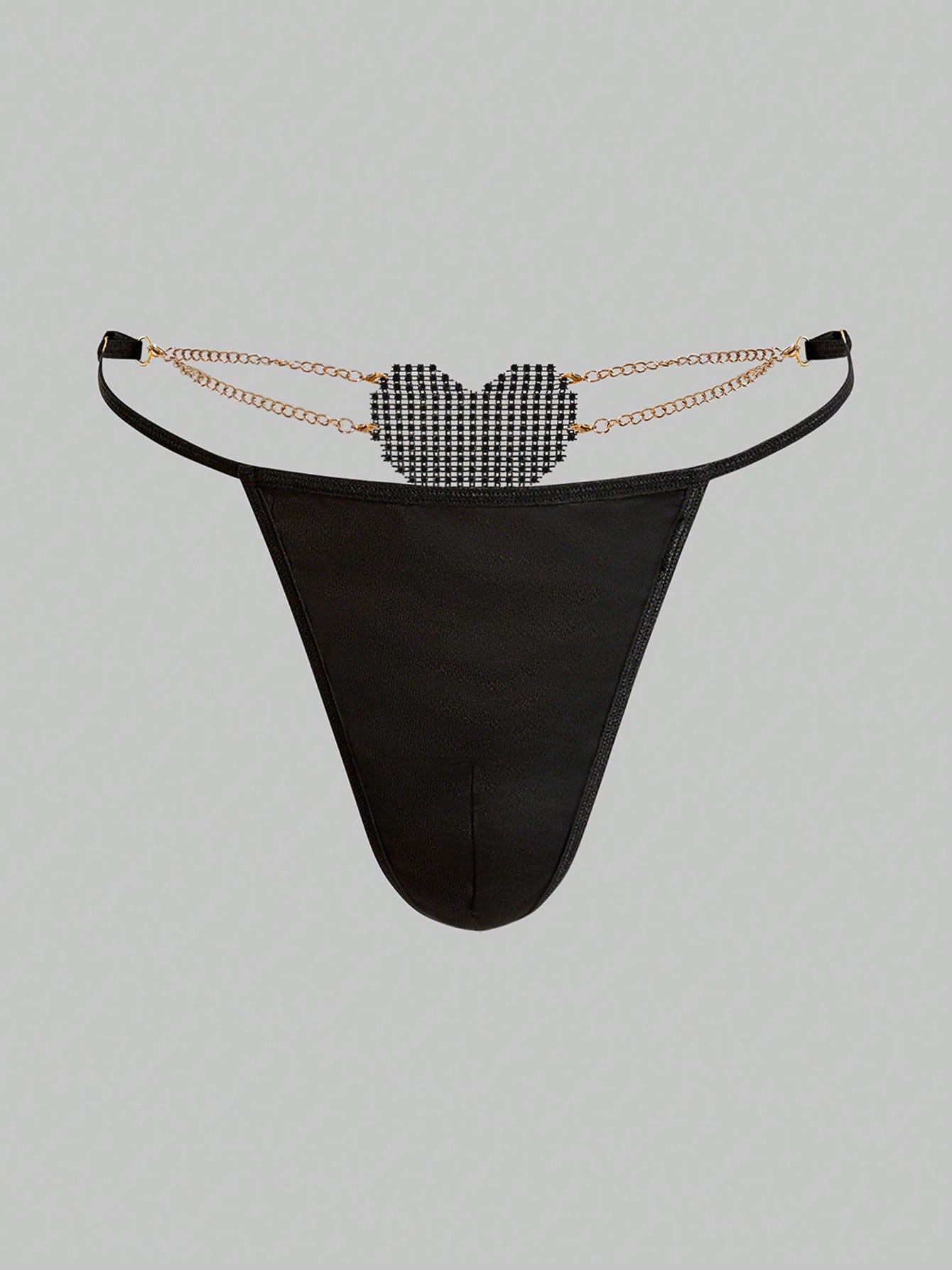 Men’s Short With Heart Motif And Decorative Stone Accent, Metal Chain Detail, For General Wear