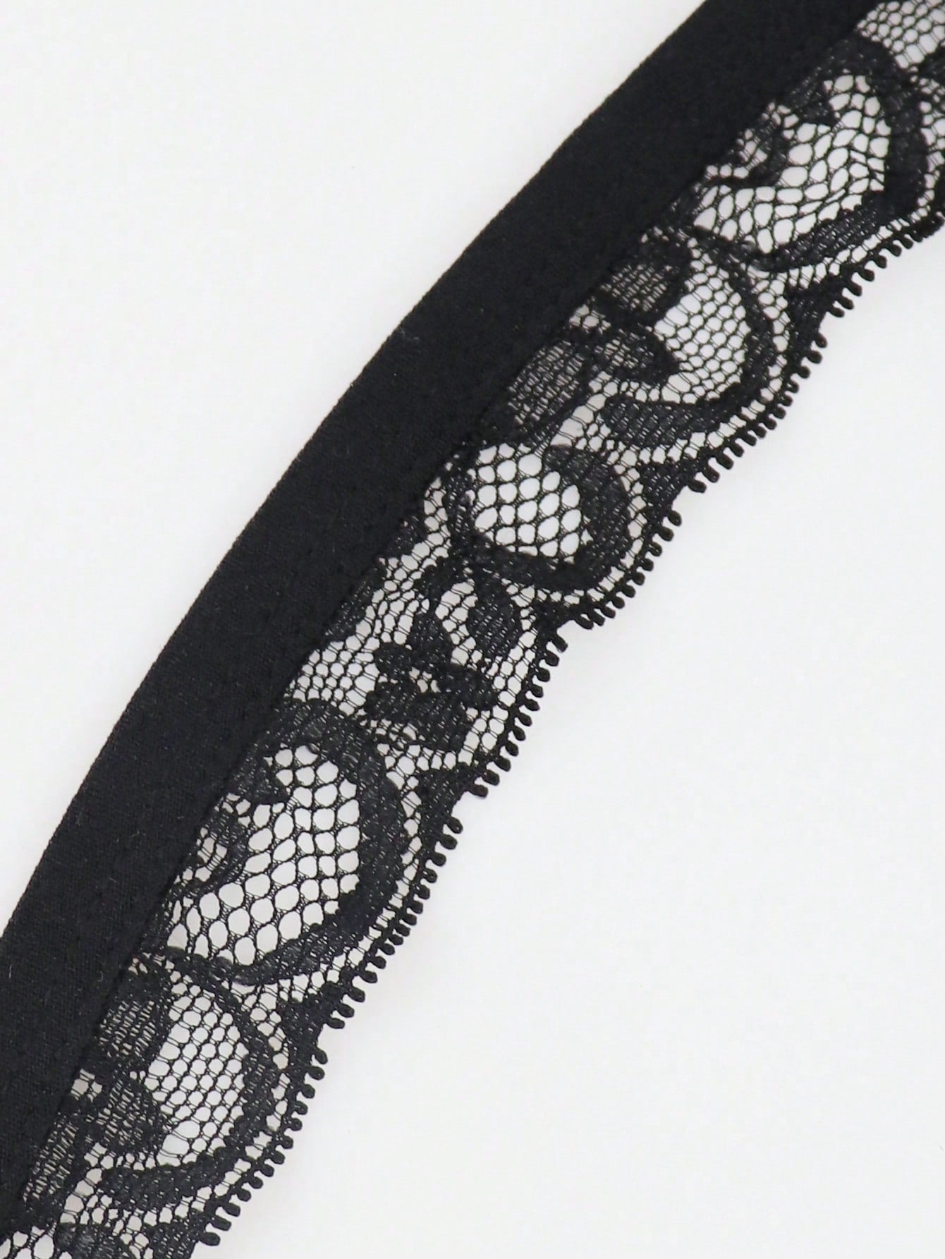 1pc Men's Black Lace Trim Mesh Mid Waist Thong Briefs