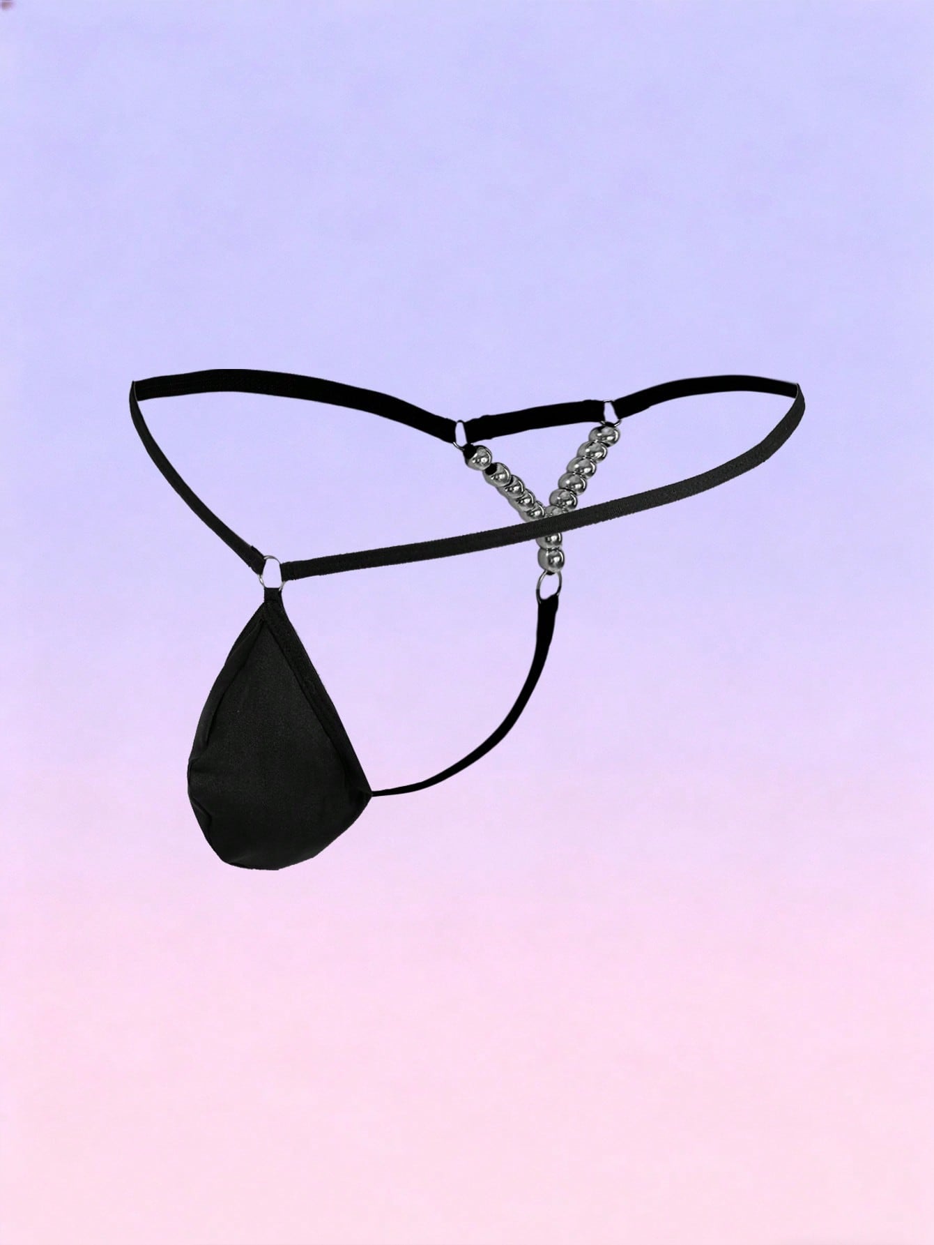 1pc Men’s Black Woven Fabric Short With Metal Bead Accent, Clean Structure, For Daily Wear